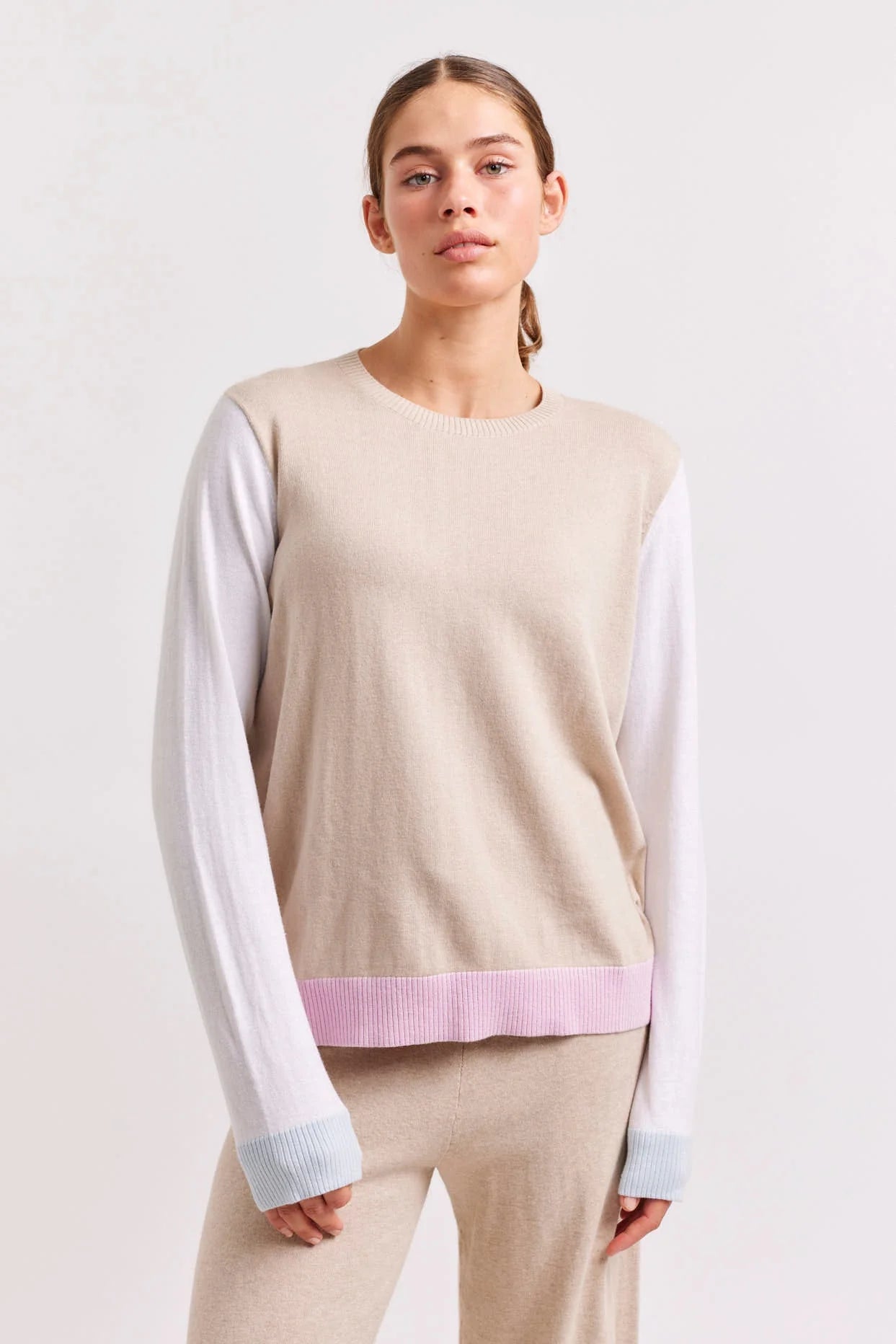 Premium Eton Cotton Cashmere Sweater in Vellum - Soft Luxury Knitwear for Men | Perfect for Business Casual & Winter Layering