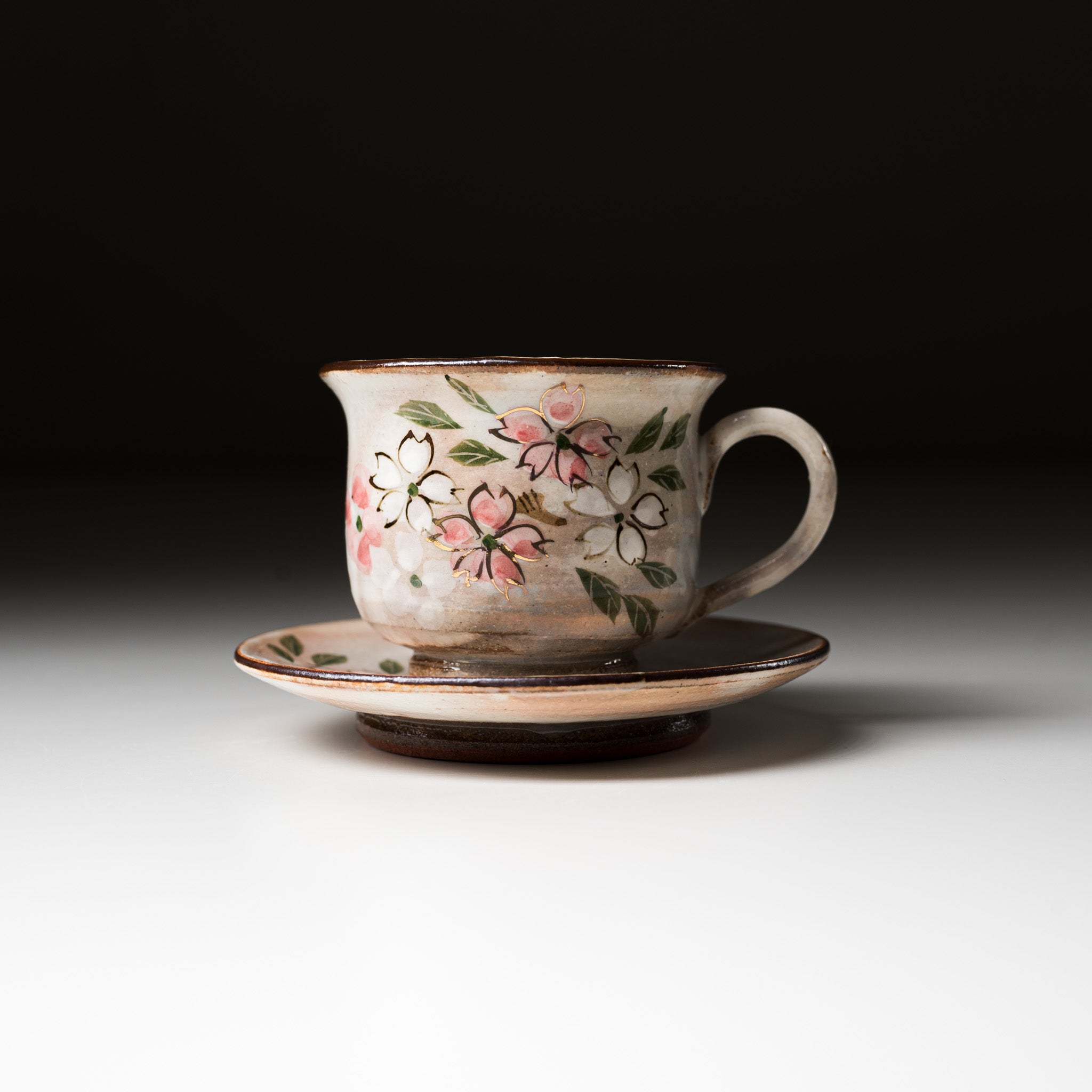Handmade Kyoto Kiyomizu Ware Mini Espresso Cup Set - Cherry Blossom Design - Authentic Japanese Ceramic Tea & Coffee Cups for Home, Cafe, or Gift Giving