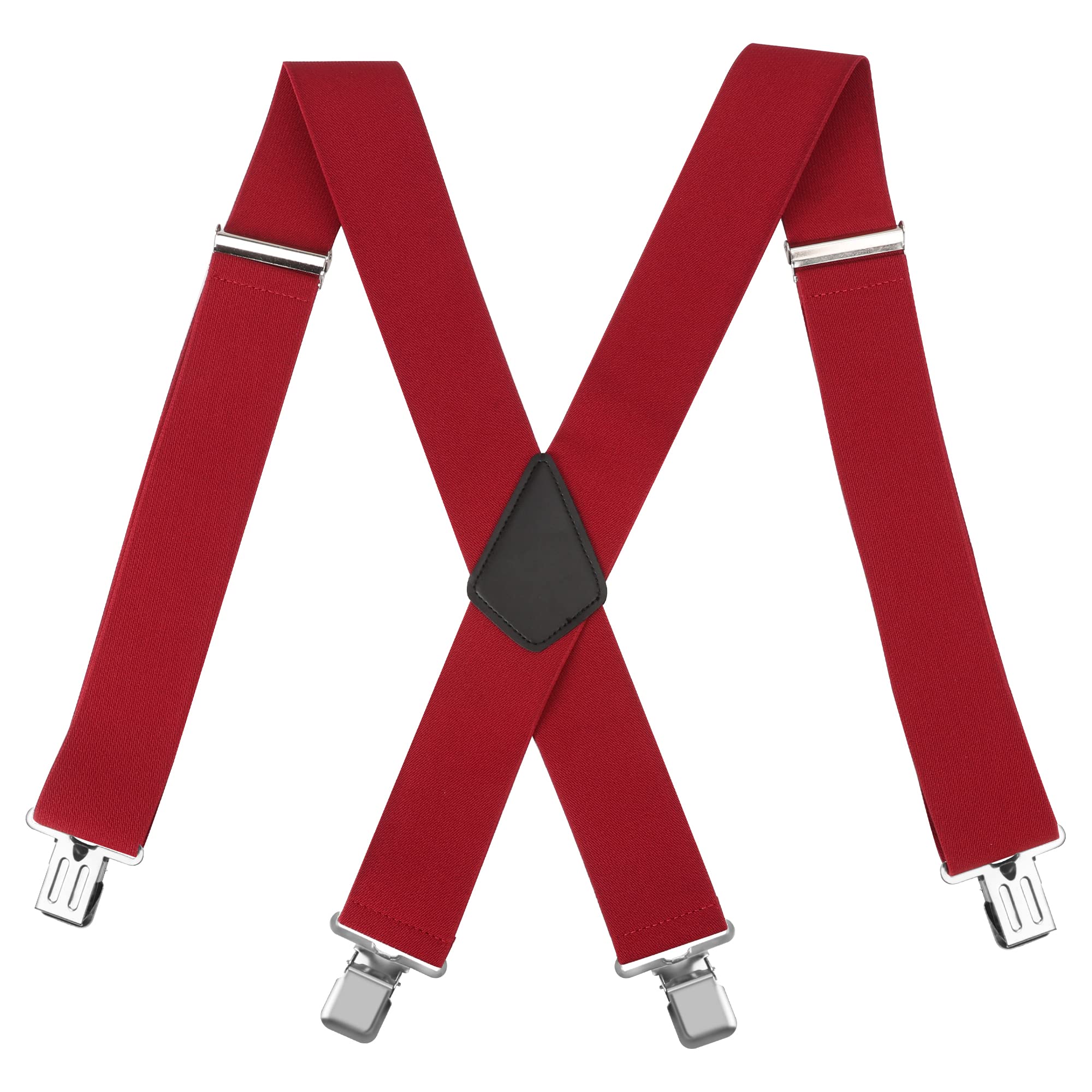 Premium LoonTien BroCloth Men's Suspenders - 4 Reinforced Clips & Adjustable Elastic X-Back Design for Trousers | Heavy Duty Dress Pants Support | Ideal for Formal Wear, Work Attire & Vintage Fashion