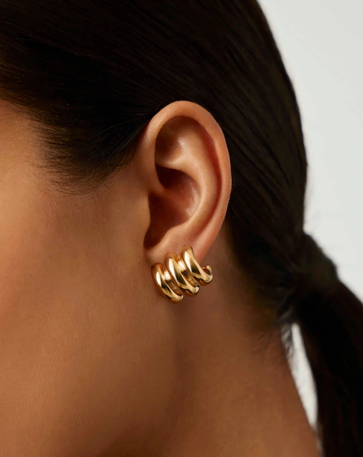 Chubby Triple Small Hoop Earrings 18k Gold Plated - Perfect for Everyday Wear, Date Nights & Special Occasions