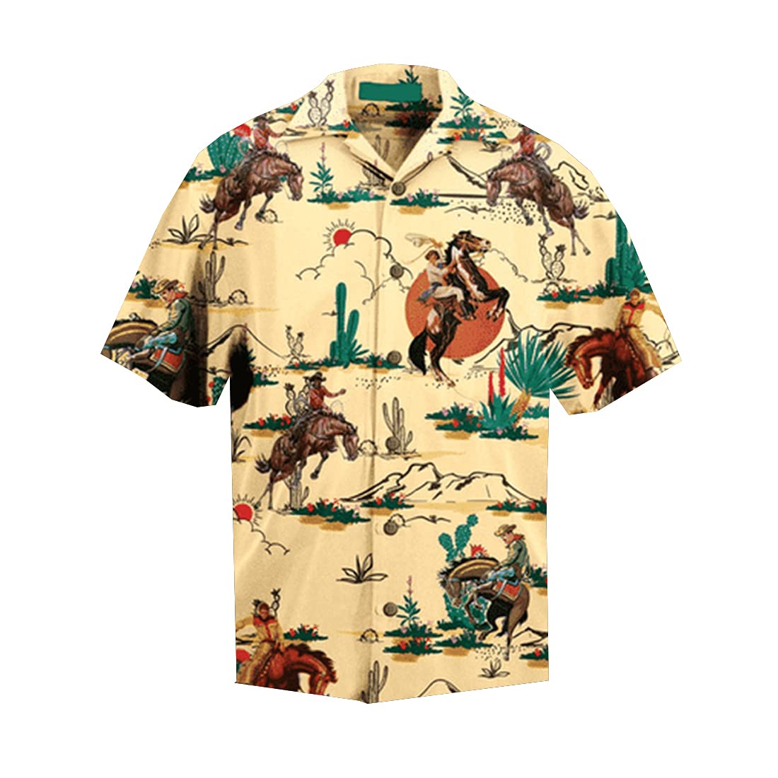 Men's Tropical Cowboy Hawaiian Shirts - Short Sleeve Summer Rodeo Button Down Shirts | Breathable Casual Wear for Beach Vacation, Luau Party & Outdoor Adventures