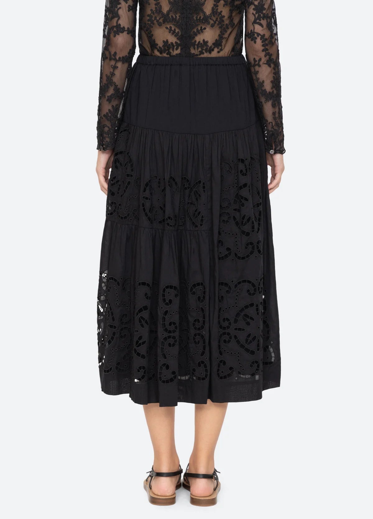 Elegant Black Dahlia Skirt for Women - Flowy A-Line Midi Skirt with Pockets - Perfect for Office, Date Night & Summer Outfits