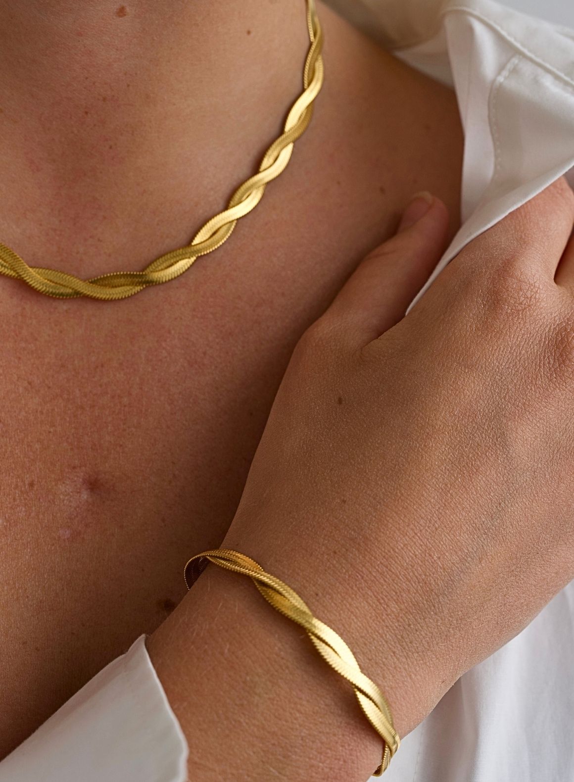 14K Gold Waterproof Braid Necklace for Women - Elegant Layered Chain Jewelry for Daily Wear, Parties & Special Occasions