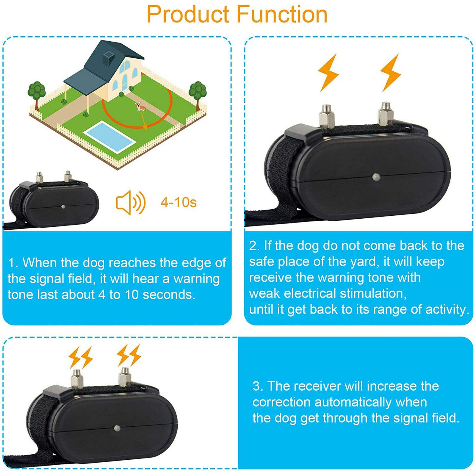 Electric Dog Fence System - 300m In-Ground Pet Containment with Waterproof Training Collar | Shock & Tone Correction | Safe & Harmless for All Dogs | Perfect for Backyard & Large Yard Dog Training