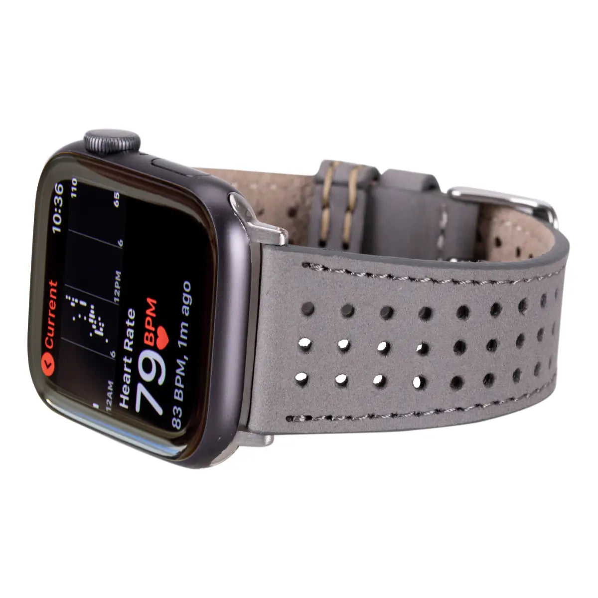 Premium Gray Leather Rally Strap for Apple Watch - Durable & Stylish Band for Workouts, Sports & Everyday Wear