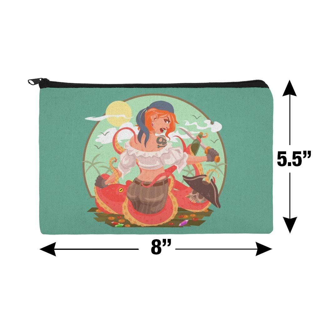 Waterproof Octopus & Pirate Themed Makeup Bag Organizer Pouch for Travel, Gym & Cosmetics Storage - Cute & Durable Cosmetic Case