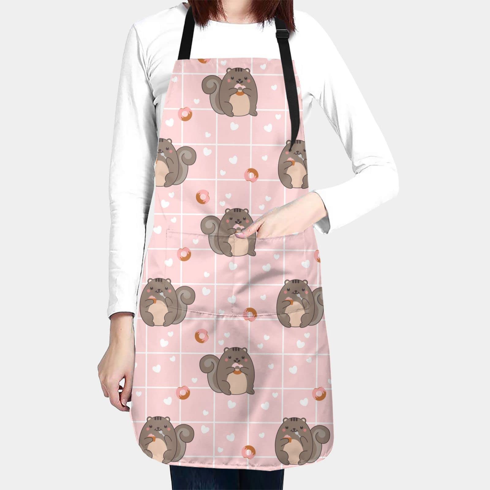 Chuby Squirrel Apron - Adjustable Waterproof Kitchen Apron with Pockets for Cooking & Gardening