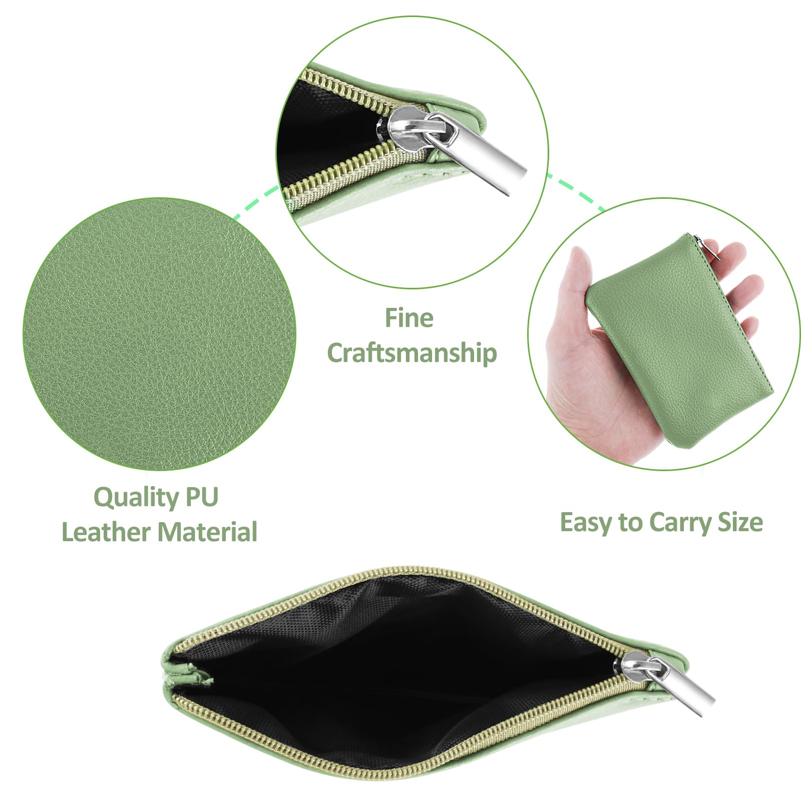 Simarro 4-Piece Set PU Leather Zipper Coin Purse - Lychee Pattern Mini Wallet for Change, Credit Cards, ID, Keys & Lipstick | Portable Travel Organizer for Men & Women | Perfect for Daily Use, Shopping & Travel Accessories