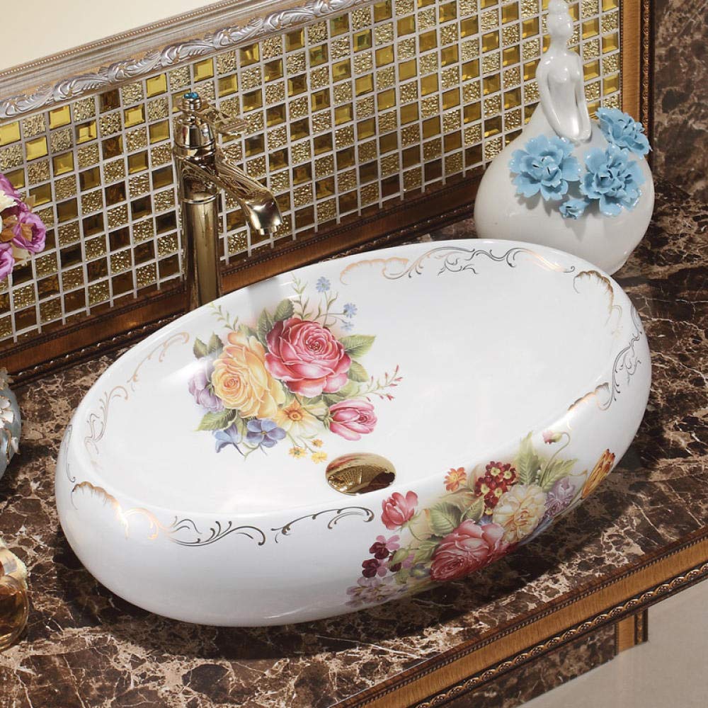 LEFEDA White Oval Ceramic Vessel Sink - Modern Countertop Bathroom Basin for Vanity & Powder Room - Perfect for Contemporary Home & Commercial Washrooms