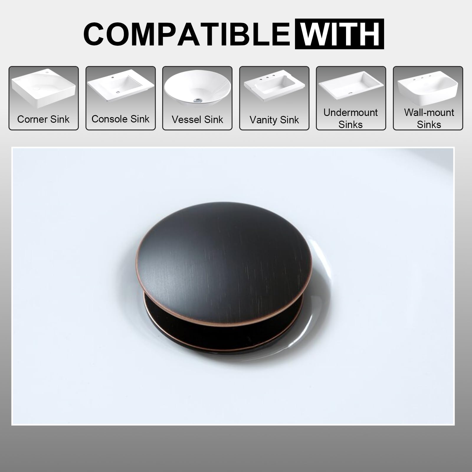 Oil Rubbed Bronze Vessel Sink Drain - Pop-Up Bathroom Drain Without Overflow for Modern Vanities & Luxury Bathrooms