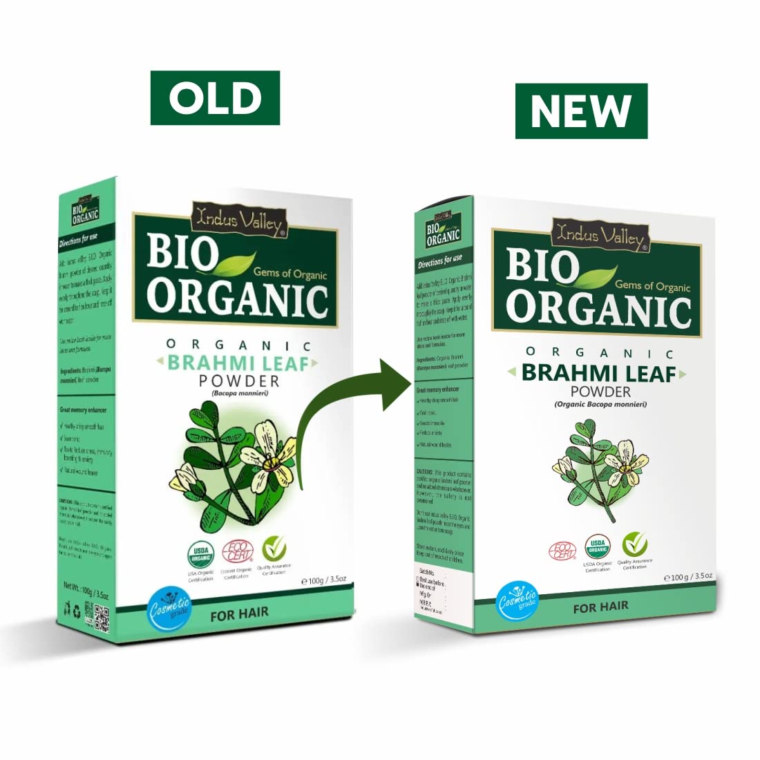 INDUS VALLEY 100% Organic Brahmi Powder | Bacopa Monnieri for Hair Growth & Scalp Care - Natural Ayurvedic Hair Treatment (100g) | Promotes Healthy Hair, Reduces Dandruff & Stimulates Follicles - Perfect for DIY Hair Masks & Ayurvedic Hair Care Routines