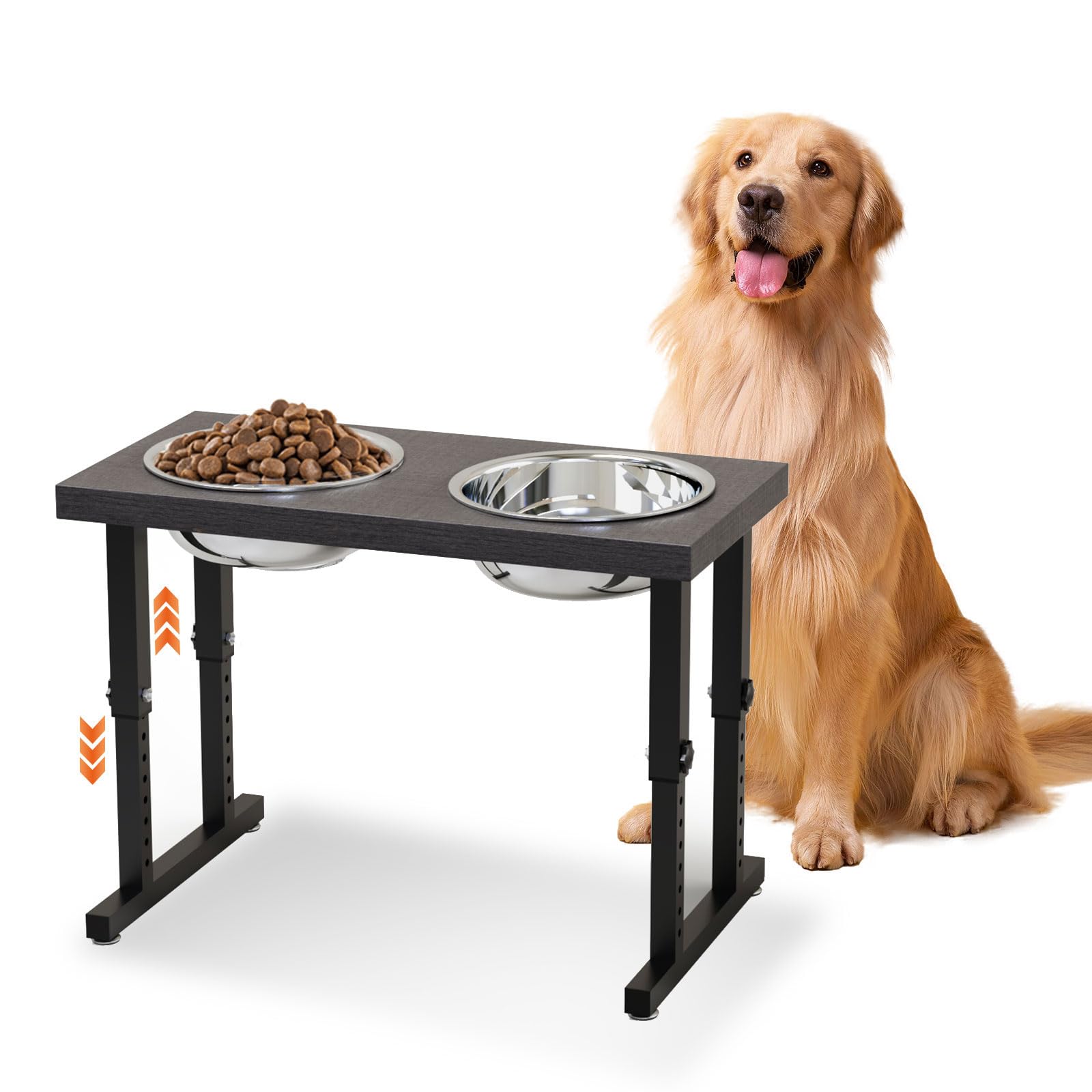 Premium Elevated Dog Bowls for Large Breeds - Adjustable Height (10.43