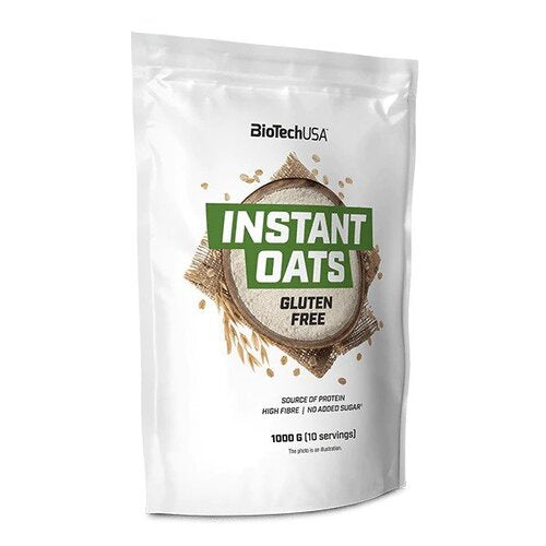 BioTechUSA Instant Oats Gluten Free, Unflavoured 1000g - Quick & Healthy Breakfast Solution for Busy Mornings, Post-Workout Recovery & Weight Management