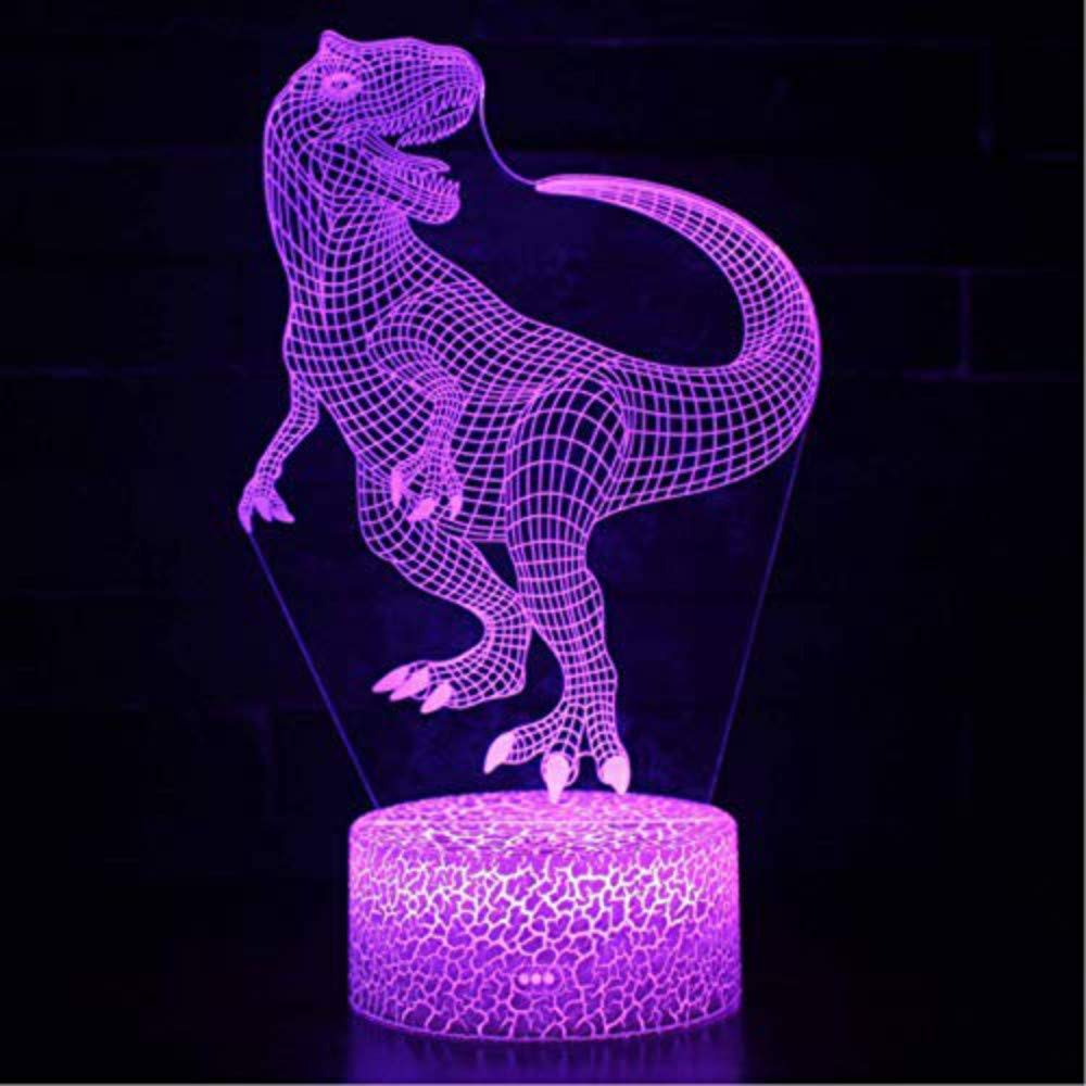 3D Dinosaur Night Light LED Touch Switch Desk Lamp with 7 Color Changing Modes - Optical Illusion Table Decor for Kids Room, Nursery, Birthday Gift & Christmas Home Decoration