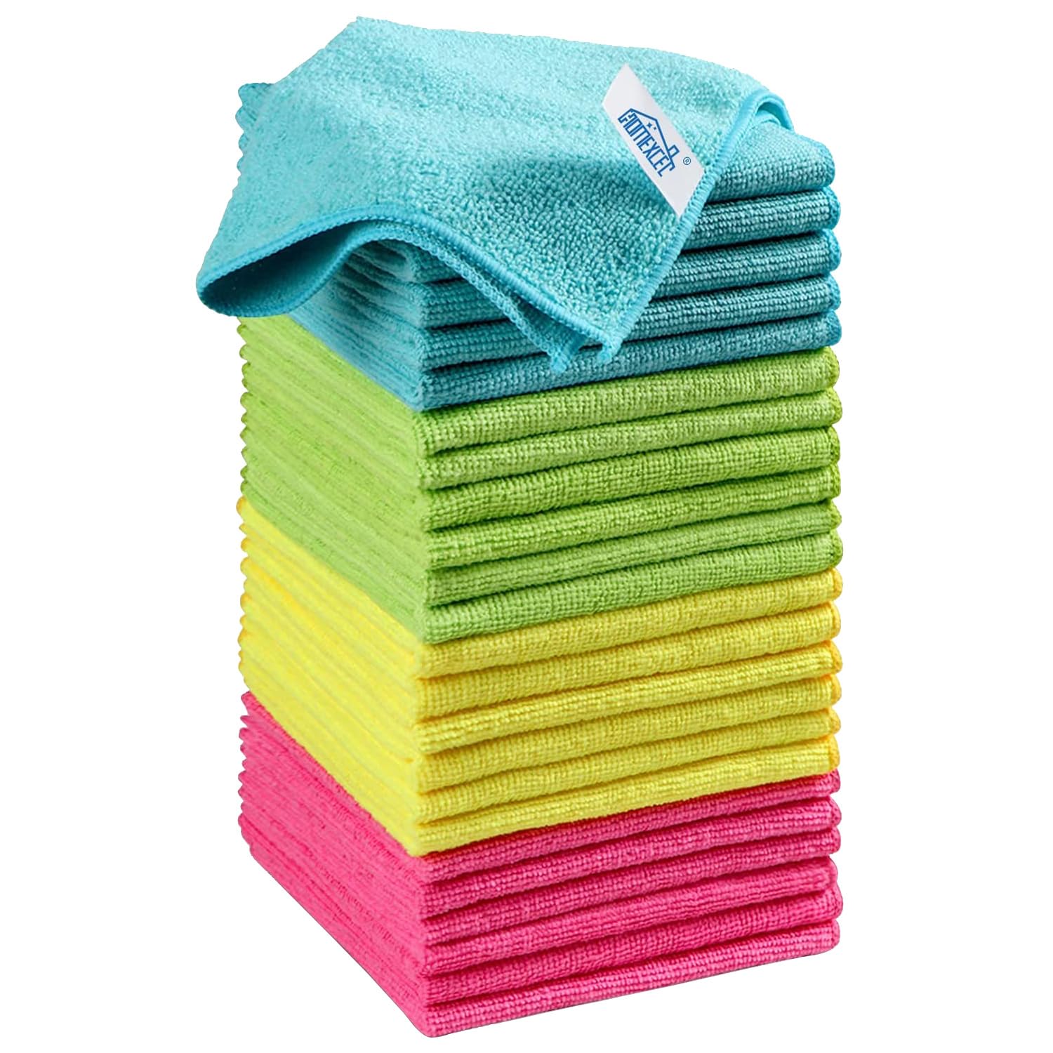 Microfiber Cleaning Cloths 24-Pack - 4 Colors (11.5x11.5
