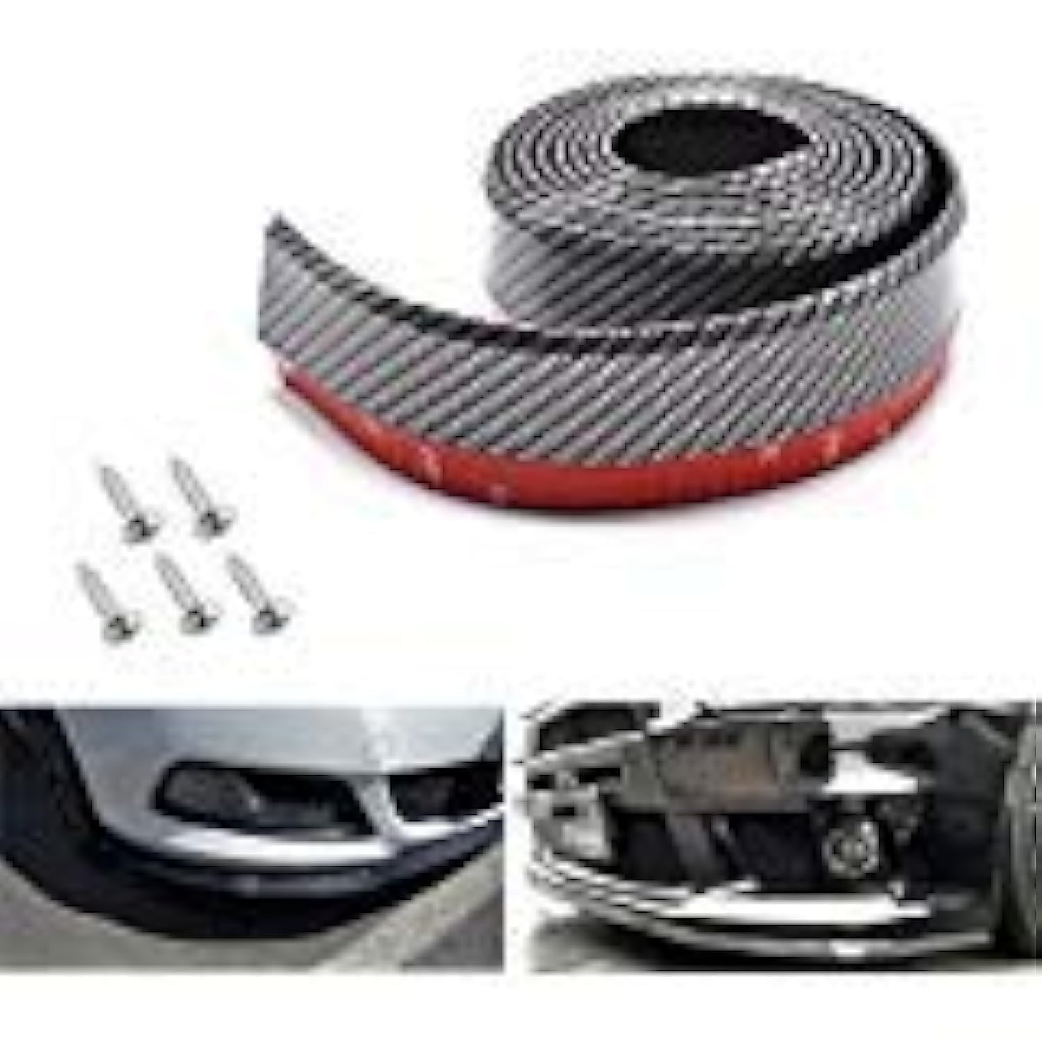 Universal 8.2ft/250cm Carbon Fiber Front Bumper Lip Spoiler Splitter - Car Body Kit for Sedan, Coupe & Hatchback - Enhances Aerodynamics & Sporty Look (Perfect for Racing, Car Shows & Street Performance)
