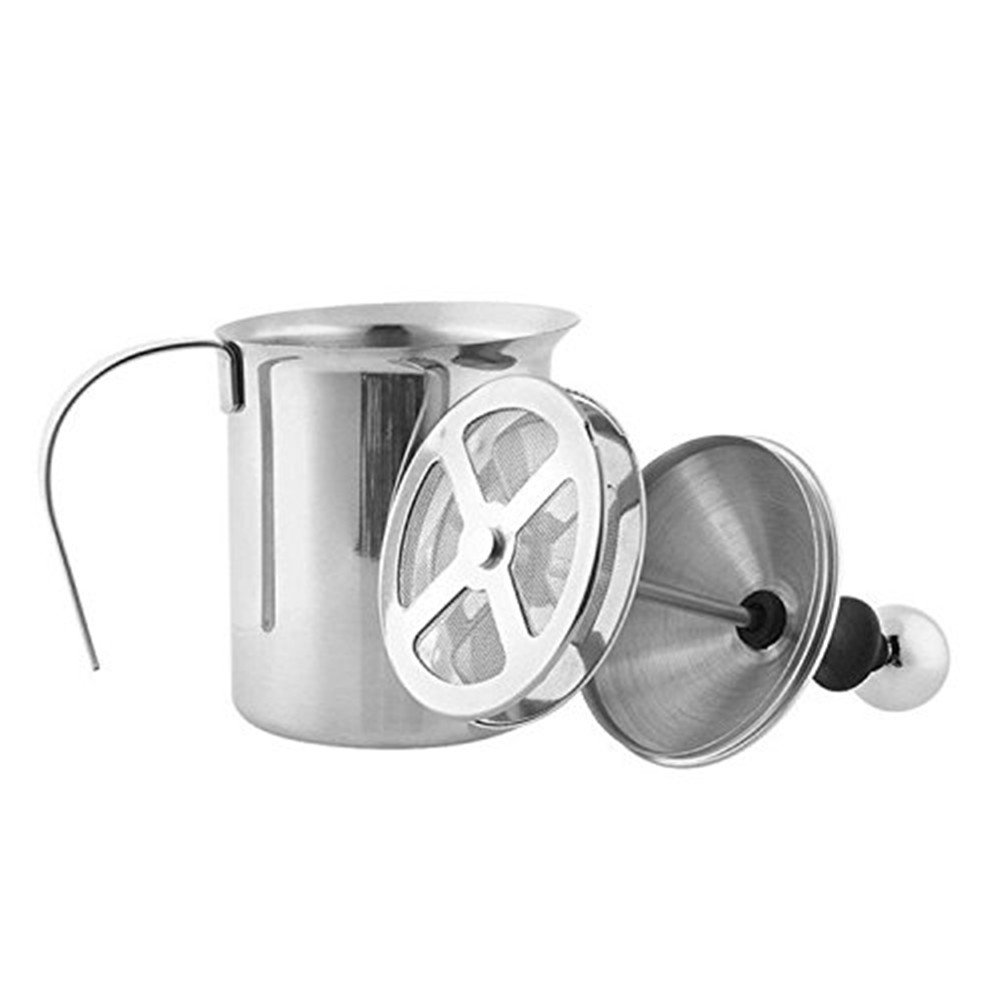 EVTSCAN 400ml Stainless Steel Milk Frother with Double Mesh - Electric Handheld Milk Creamer for Coffee, Latte, Cappuccino - Perfect for Home, Office & Cafe Use