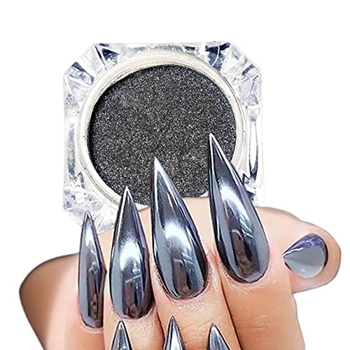 Midnight Black Chrome Nail Pigment Powder - Mirror Effect Smokey Black Nail Polish, Laser Glitter Powder for Nail Art & Makeup - DIY Crafting & Smokey Eyes Makeup (2) - Perfect for Nail Salons, Home Manicures & Party Looks