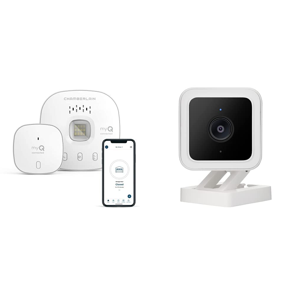 Chamberlain MYQ-G0401 Smart Garage Hub & Controller + Wyze Cam v3 with Color Night Vision - 1080p HD Wired Security Camera for Home Monitoring & Smart Garage Automation | Secure Your Home & Control Garage Remotely | Perfect for Smart Homes & Property Protection