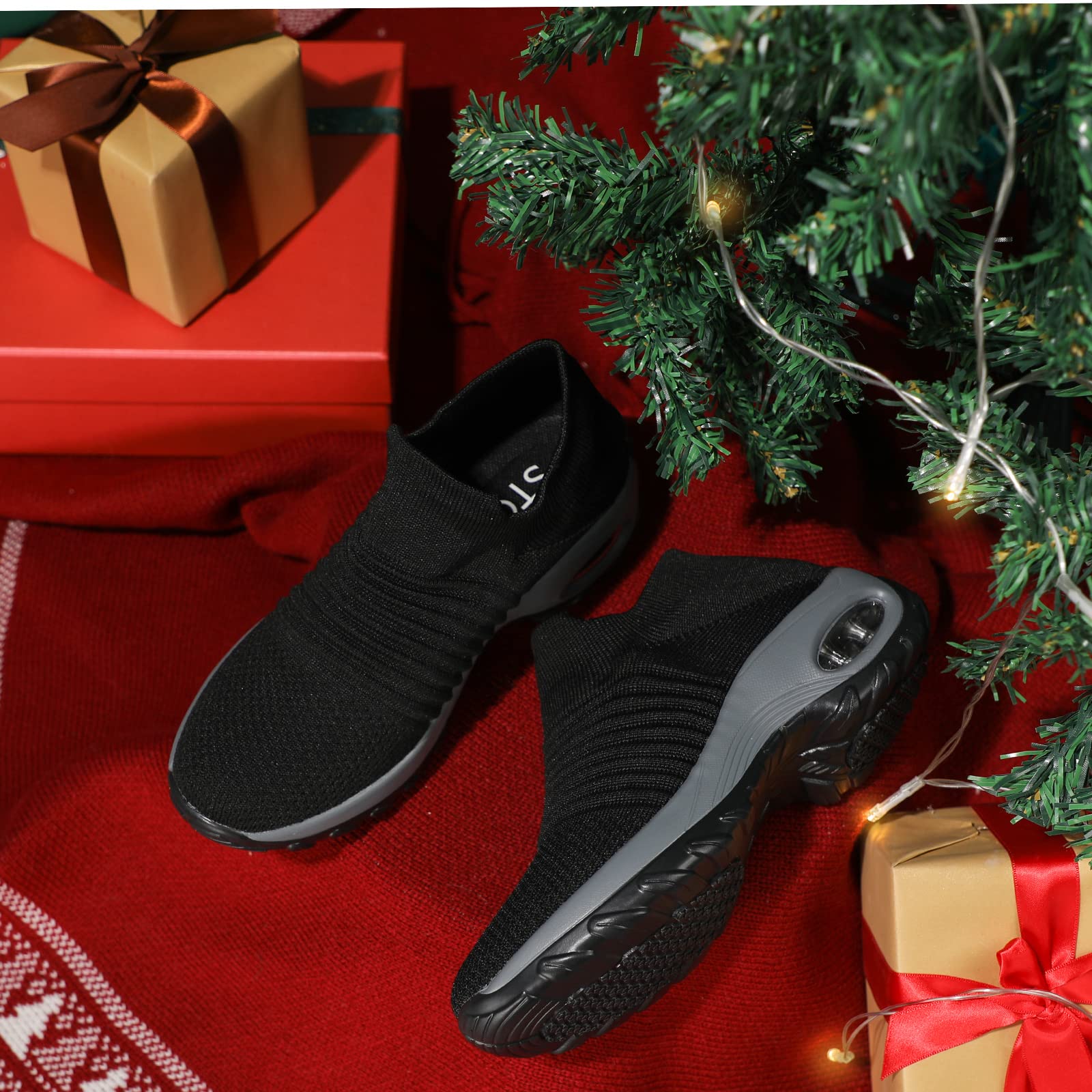 STQ Women's Slip-On Walking Shoes - Breathable Non-Slip Work Sneakers with Air Cushion & Arch Support - Comfortable Orthopedic Shoes for Nurses, Waitresses & All-Day Wear
