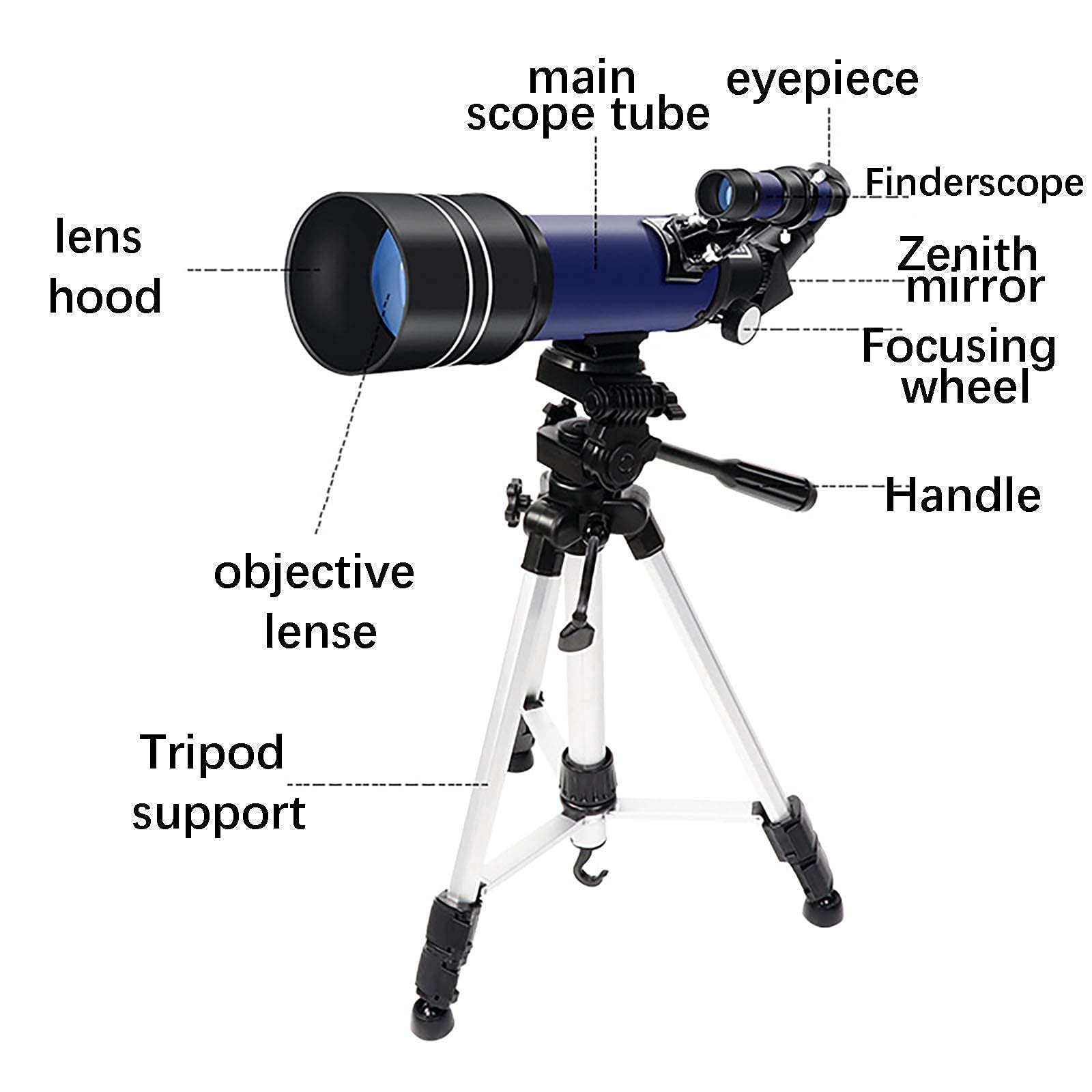 LICHWEST 400/70mm Astronomical Telescope with Tripod & Viewfinder - Perfect for Beginners, Kids & Adults - Moon Observation, Stargazing & Astronomy Learning - Great Gift for Space Enthusiasts