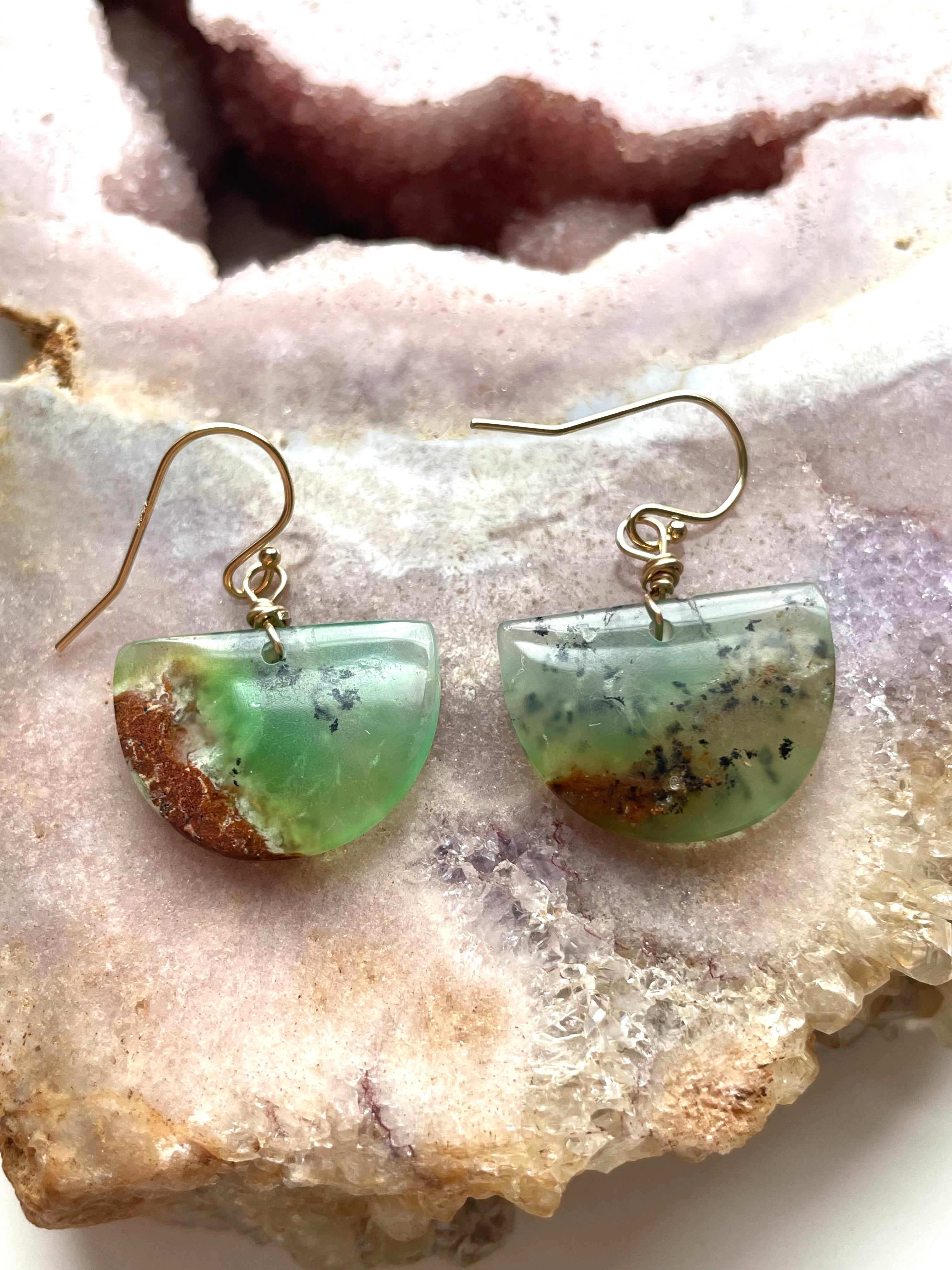 Chrysoprase Statement Earrings - 14K Gold Filled Dangle Earrings for Women | Elegant Jewelry Gift for Birthday, Anniversary & Special Occasions
