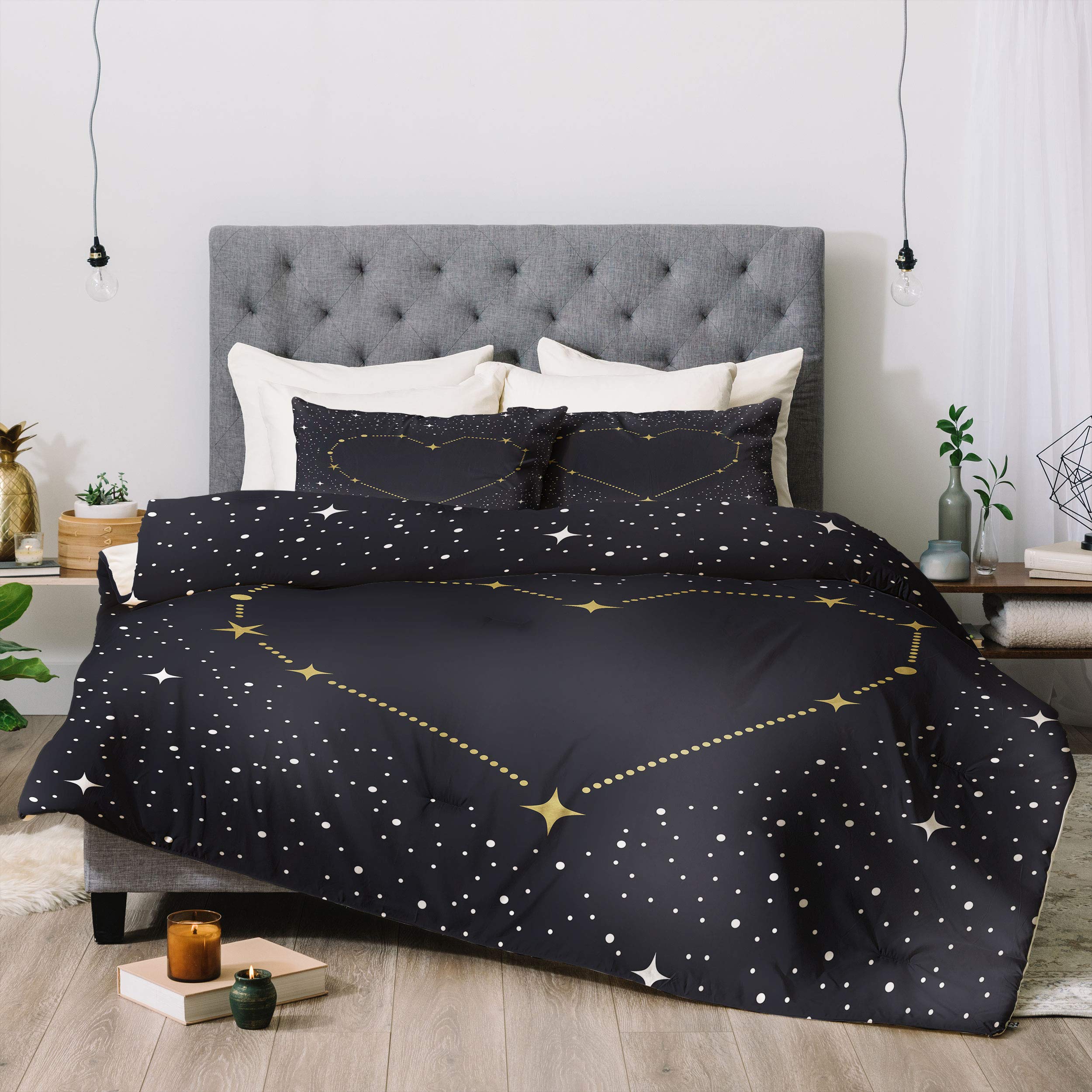 Heart Constellation Comforter Set with Pillowcases by Emanuela Carratoni - Twin XL Size | Galaxy Print Bedding for Teens & Adults | Perfect for Dorm Rooms, Bedrooms & Cozy Nights