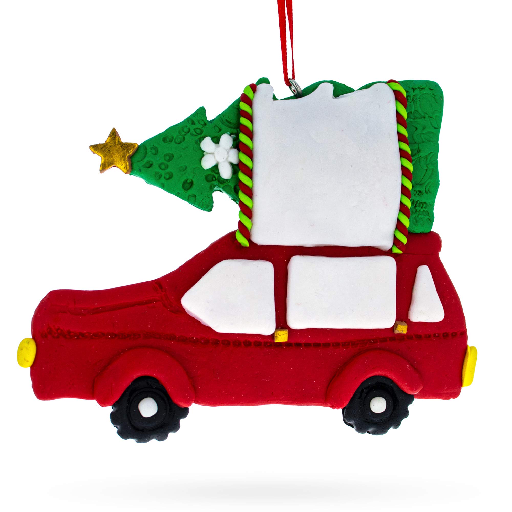 Handmade Clay Christmas Tree Car Ornament - Unique Holiday Decoration for Xmas Tree, Home, Gift, Party & Festive Decor