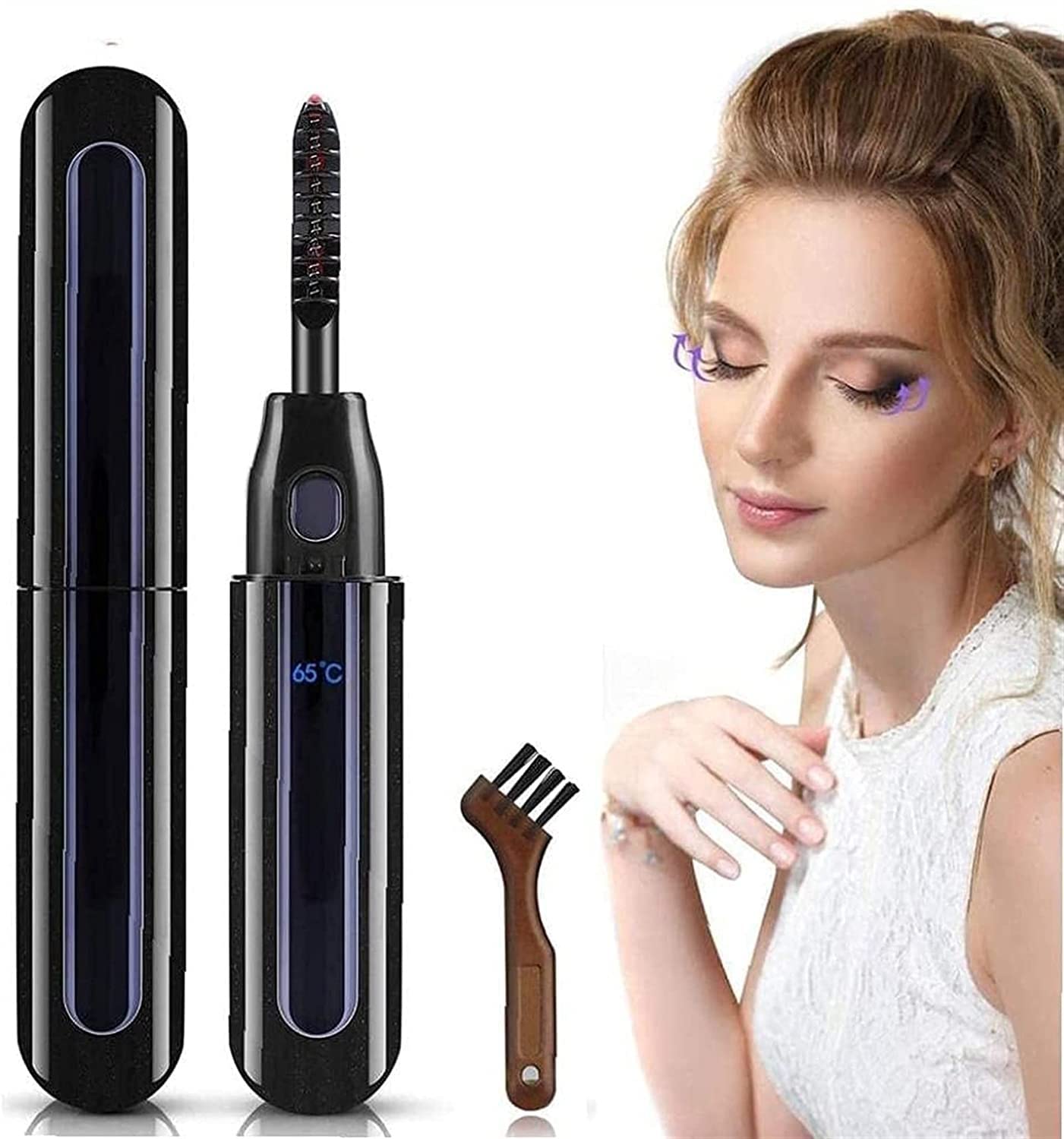 USB Heated Eyelash Curler with Digital Display - Electric Eyelash Curling Tool for Long-Lasting Curls, Anti-Scalding Design - Perfect for Home Use, Travel & Professional Makeup Application
