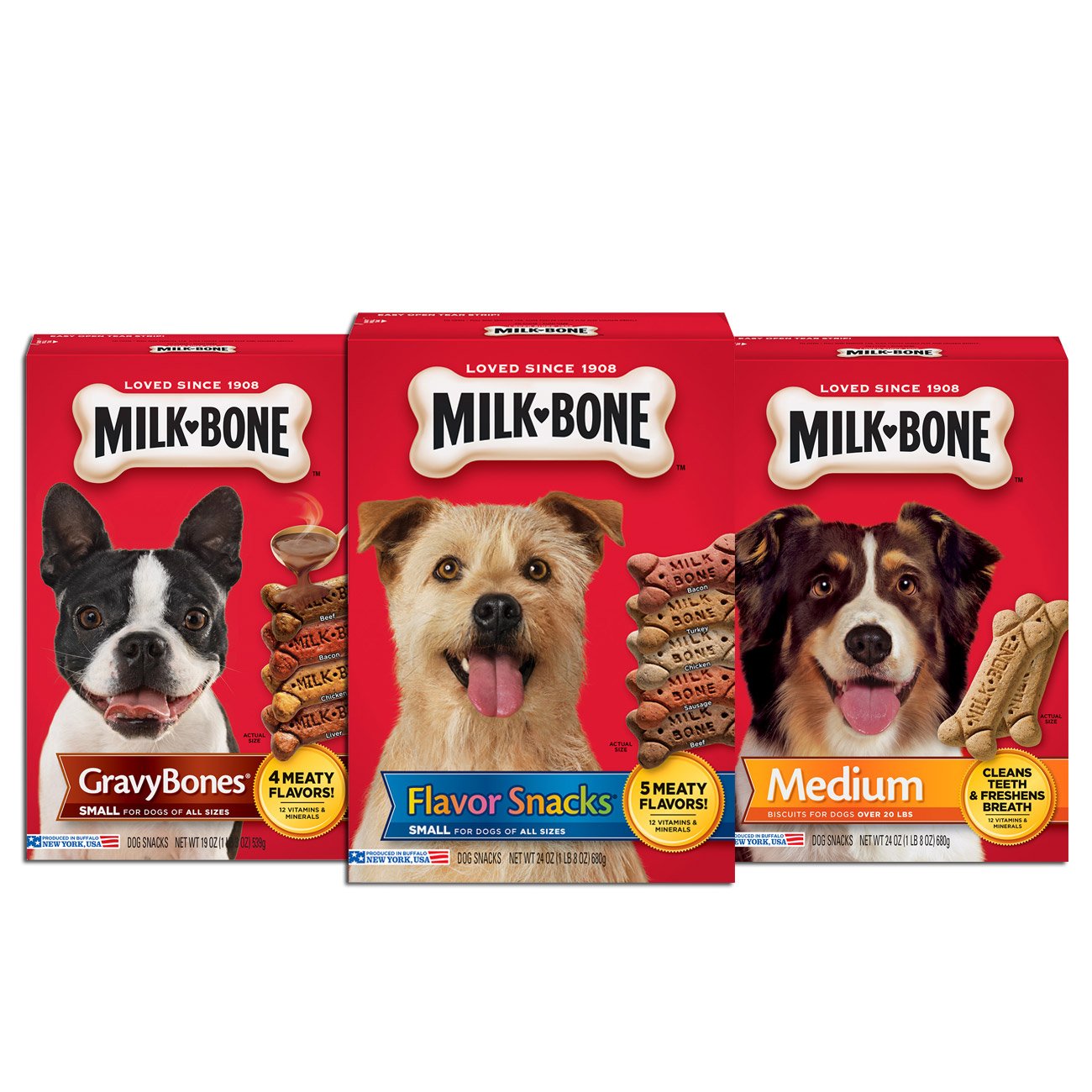 Milk-Bone Dog Treats Variety Pack for Small & Medium Dogs - 3 Pack | Crunchy Biscuits for Training, Rewards & Dental Health | Perfect for Puppies & Adult Dogs