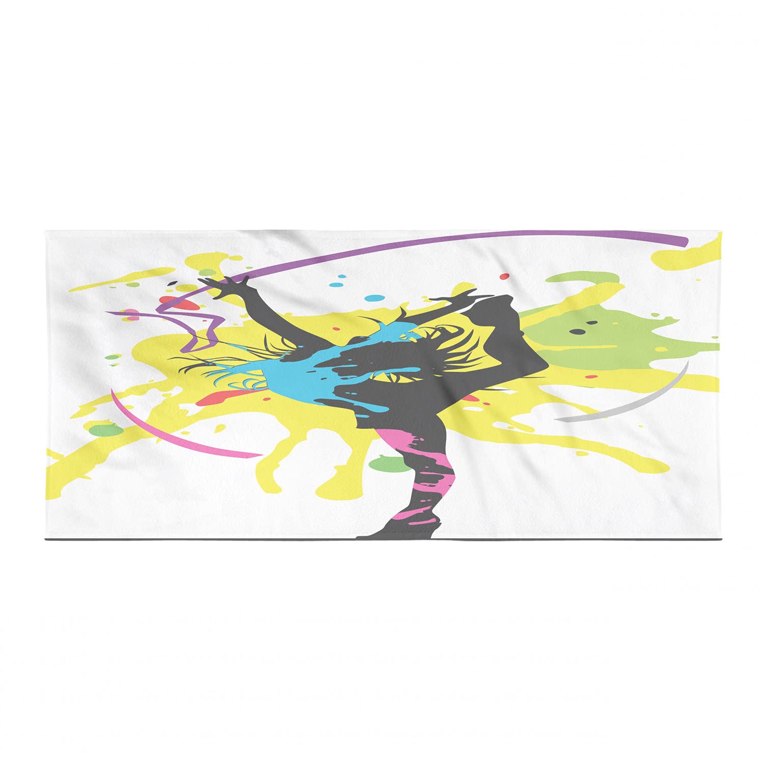 Ambesonne Quick Dry Microfiber Gymnastics & Hiking Towel - Colorful Dancing Girl with Paint Splashes Design, Lightweight & Soft for Camping, Backpacking, Yoga, Gym & Outdoor Sports - Perfect for Travel, Beach & Fitness Activities