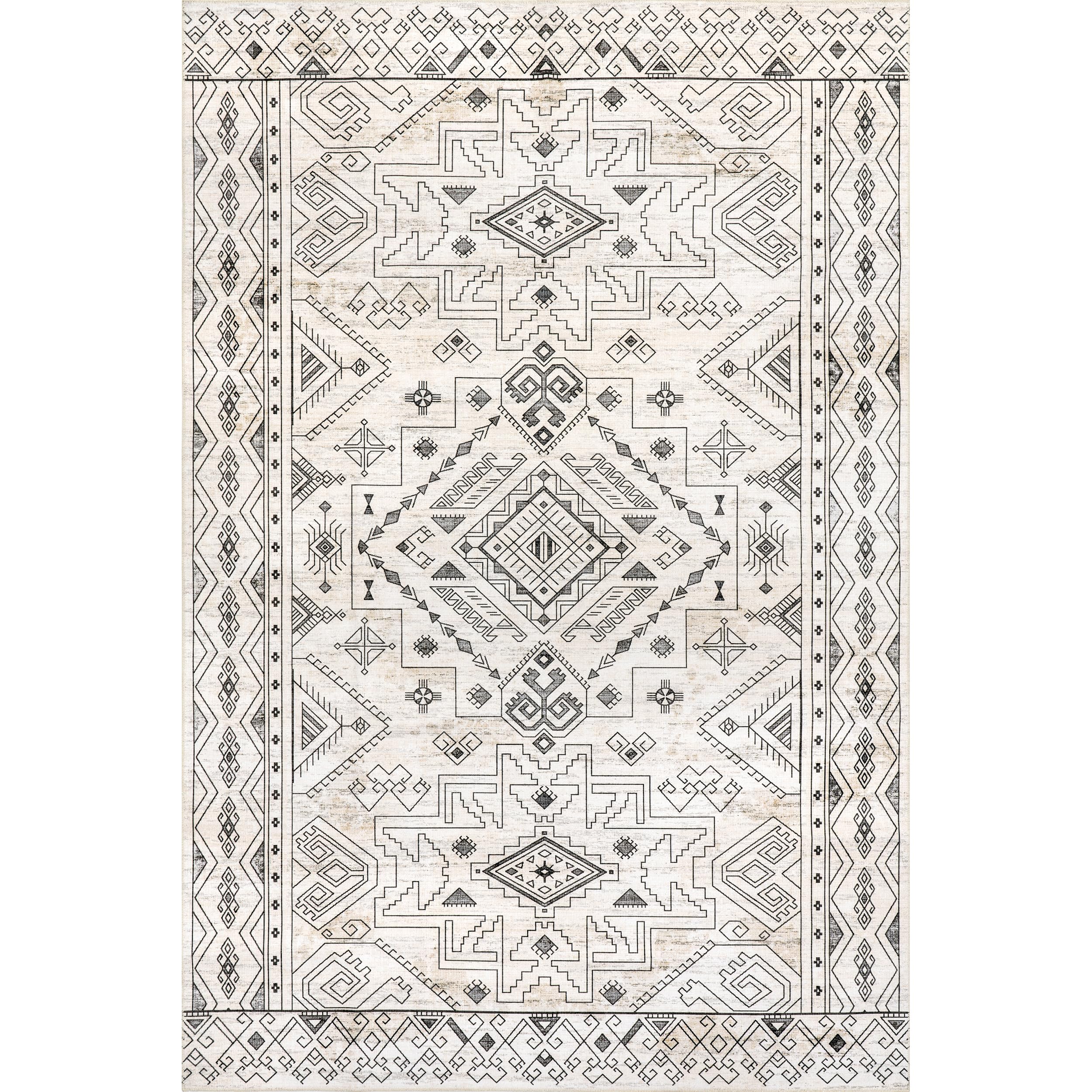 nuLOOM 6' x 9' Machine Washable Stain-Resistant Area Rug with Non-Slip Backing - Light Grey Malena - Perfect for Living Room, Bedroom & Dining Room - Soft Low Profile Design for Home Comfort & Style