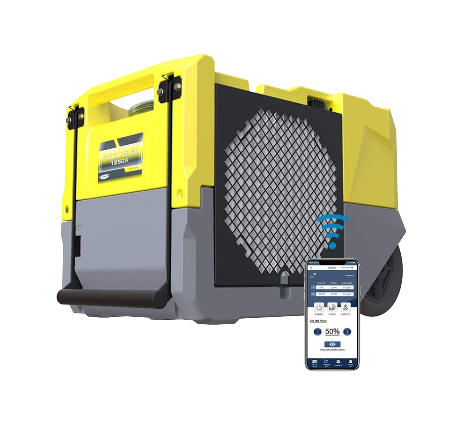 AlorAir Storm SLGR 1250X WiFi Commercial Dehumidifier - 125 Pints Smart App Control, Yellow - Ideal for Basements, Warehouses & Large Spaces