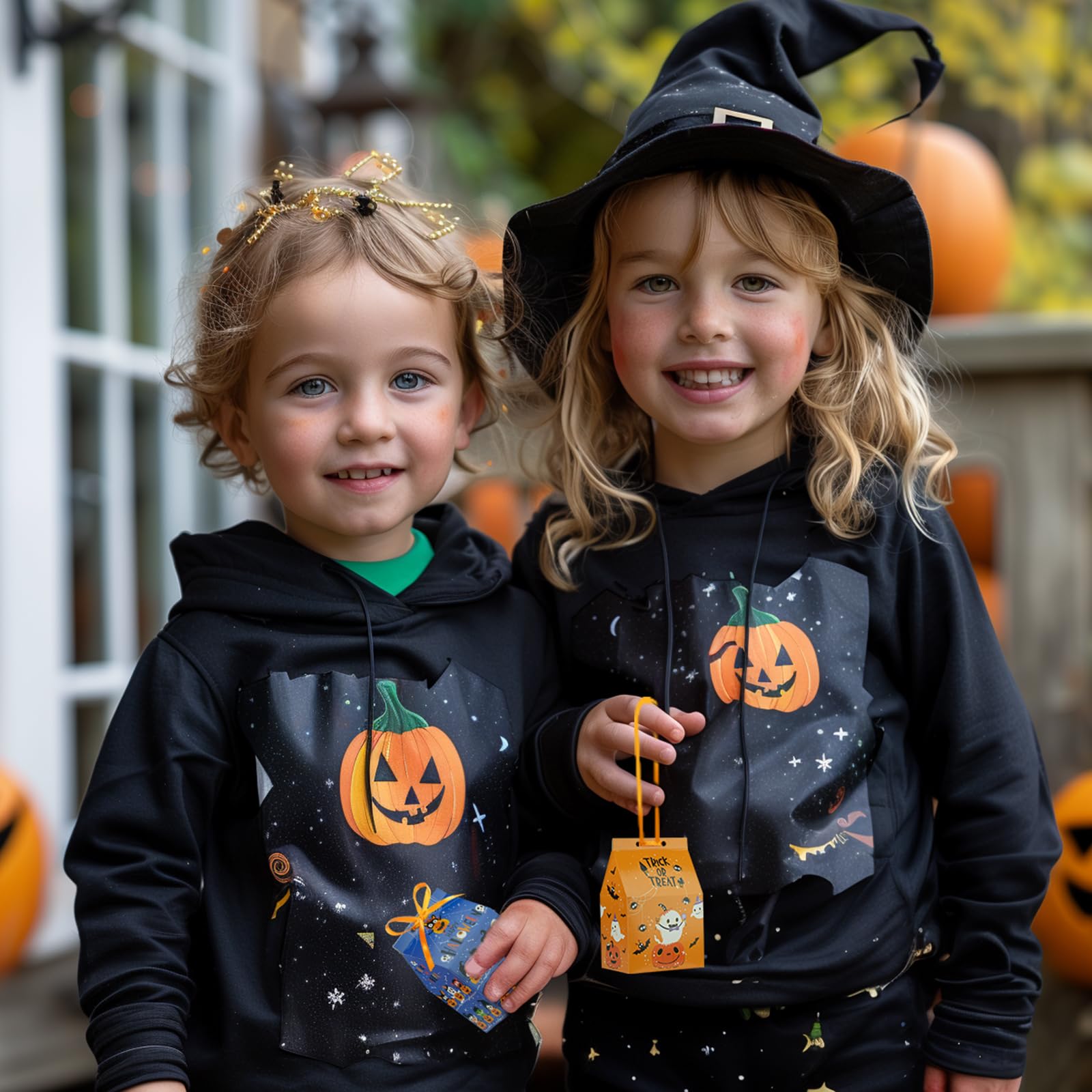 Halloween Candy Bags 12PCS - 6 Pattern Trick or Treat Bags with Ribbons for Kids, Halloween Party Favors & Goodie Bags - Perfect for Trick-or-Treating, Classroom Treats & Halloween Party Giveaways