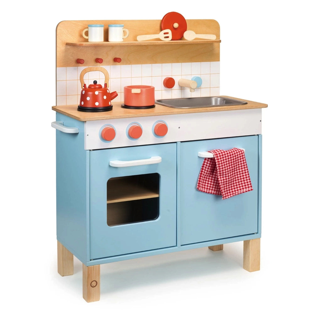 Mentari Toys Kids Pretend Play Kitchen Set - Wooden Toy Kitchen for Toddlers & Children - Perfect for Imaginative Play, Role-Playing & Learning Fun at Home or Preschool