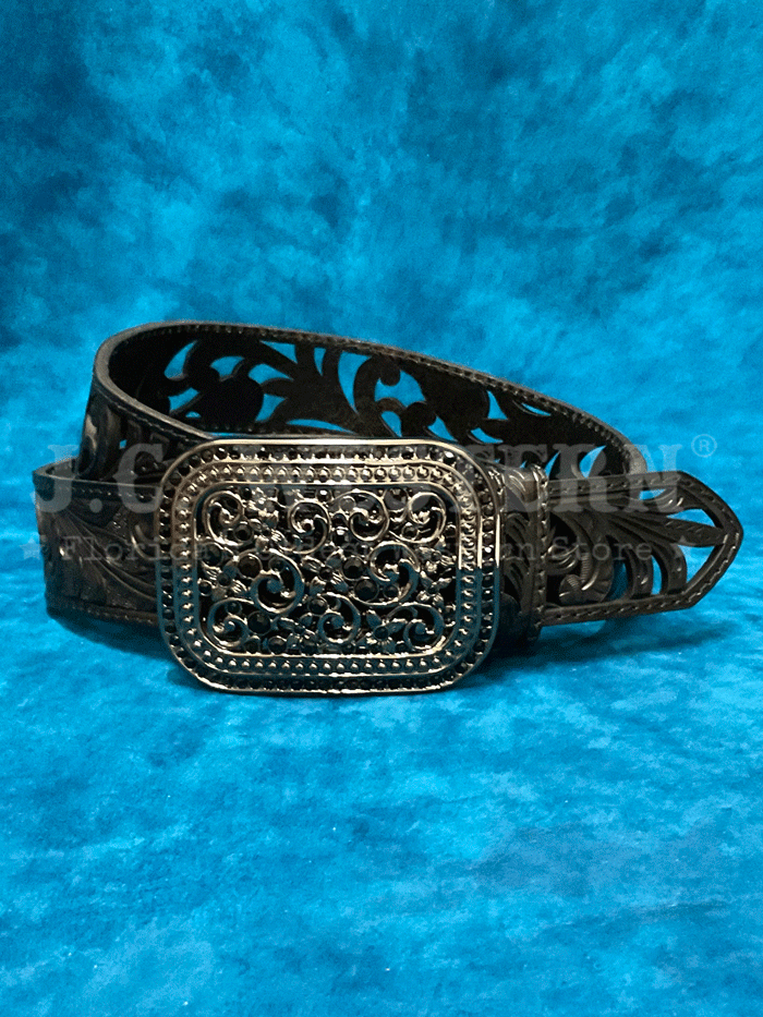 Ariat A1566701 Women's Floral Filigree Western Belt - Black | Stylish Cowgirl Accessory for Rodeo, Country Music Concerts & Western Fashion