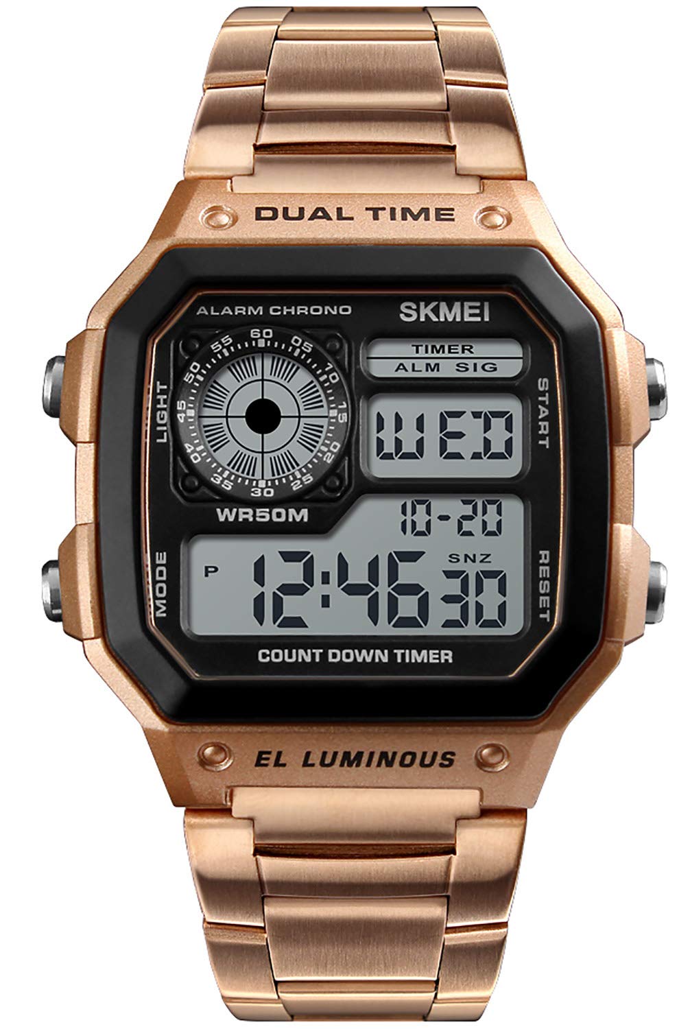PASOY Men's Digital Sports Watch with Dual Time, Alarm, Stopwatch, Countdown Timer, Backlight & Waterproof - Perfect for Running, Hiking, Swimming & Outdoor Activities