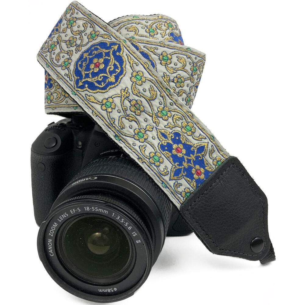 Perri's Leathers Ltd. Jacquard Camera Strap - Gold Floral Trail Design for DSLR & Mirrorless Cameras - Perfect for Travel, Photography & Everyday Use