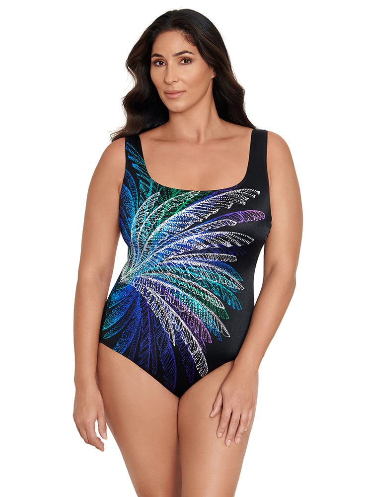 Long Torso One Piece Swimsuit for Women - Scoop Neck Tank with Soft Cup Support, Panel Design - Perfect for Swimming, Beach Vacation & Summer Activities