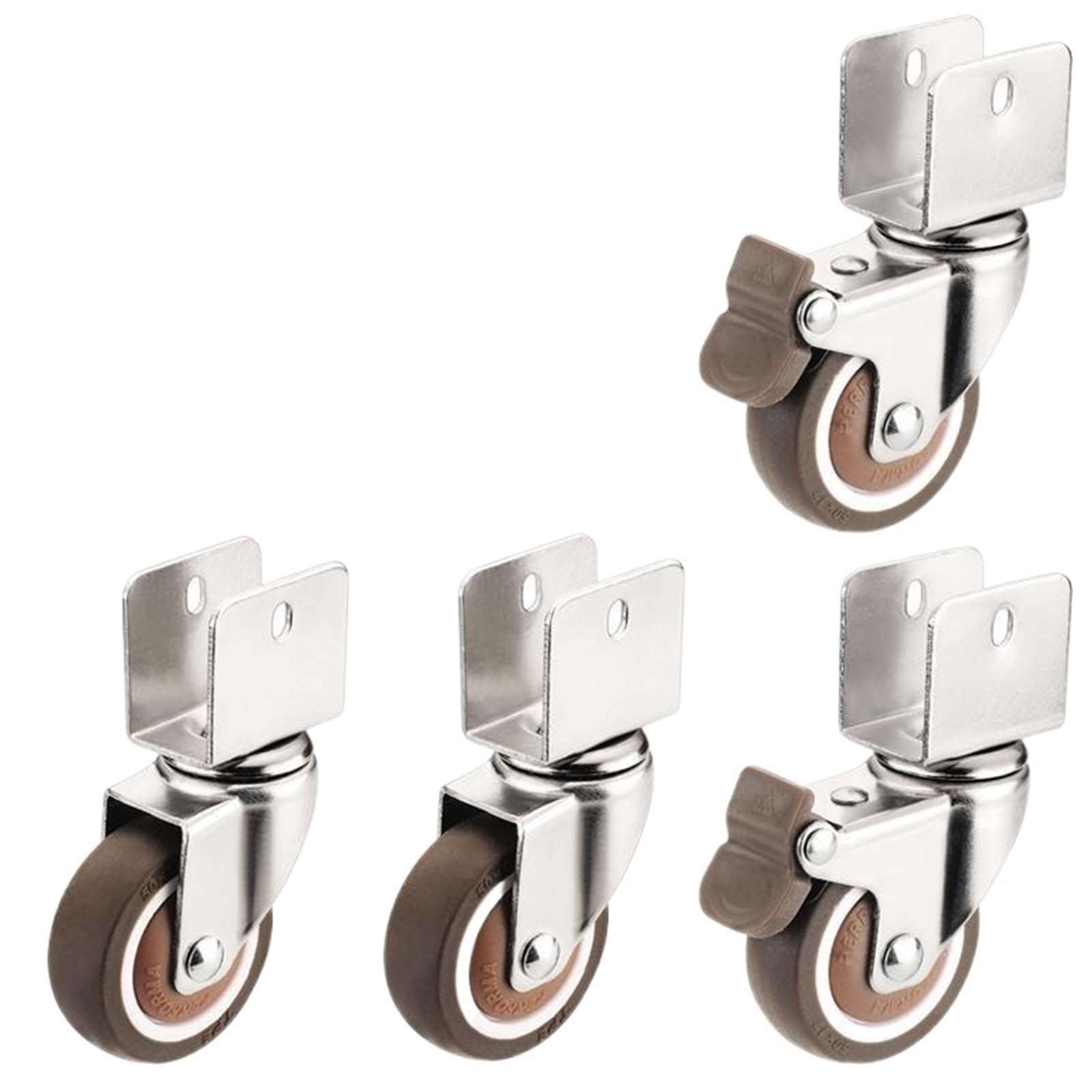 4-Pack 2-Inch U-Type Soft Rubber Furniture Casters - Universal Mute Wheels for Cribs, Chairs & Tables - 18mm-B (Ideal for Noise Reduction on Hardwood Floors)