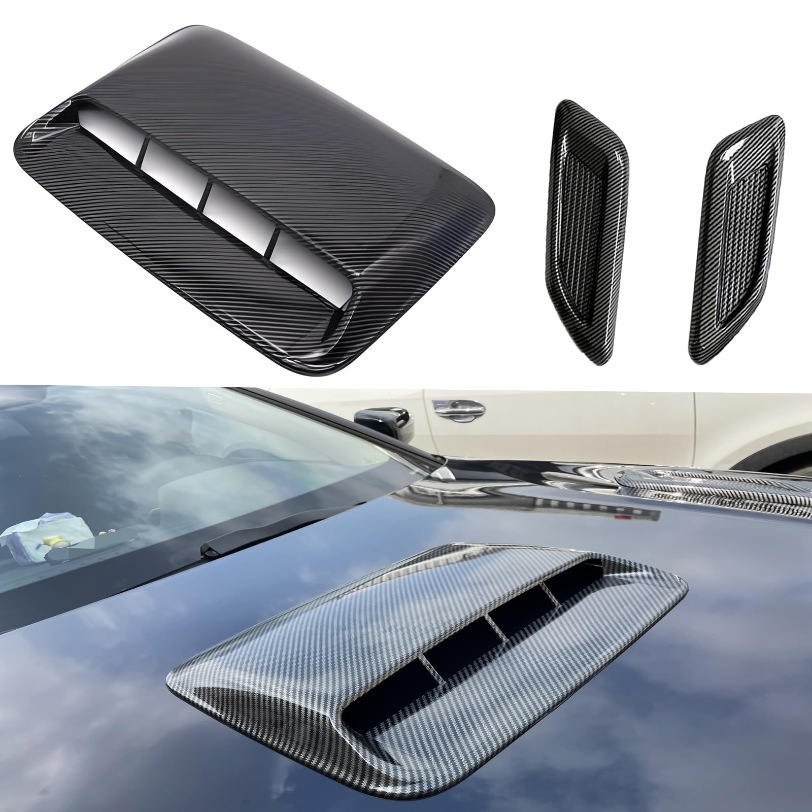 Carbon Fiber Car Hood Air Vent Cover - Universal Fit for Performance & Style - Upgrade Your Vehicle's Look & Airflow for Racing & Custom Builds