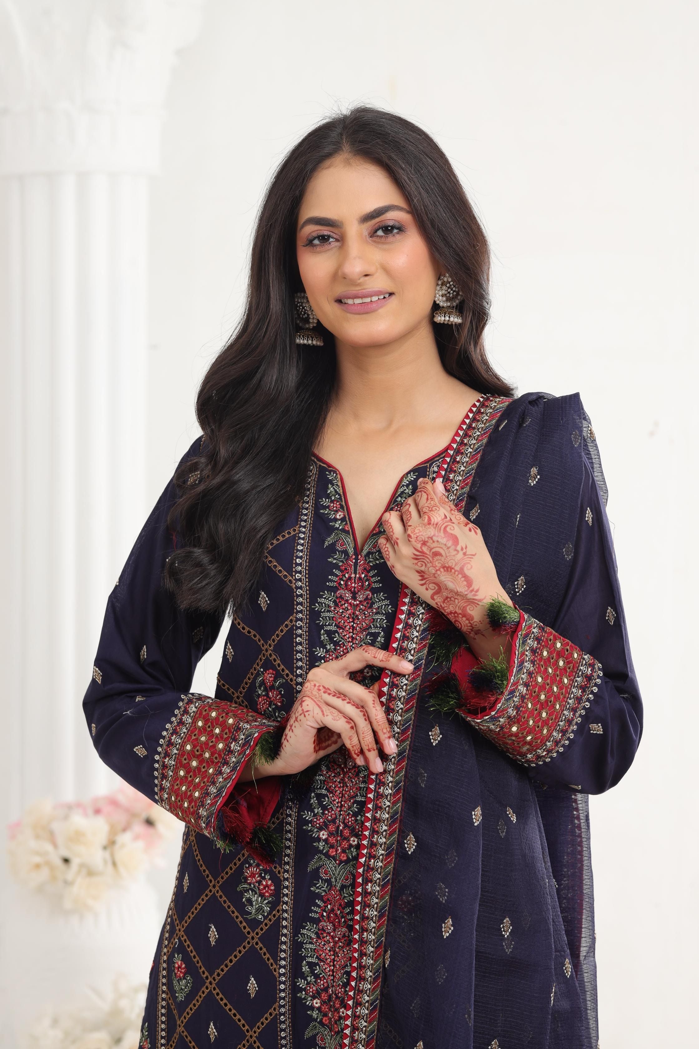 Jazmin Iris Lawn Stitched Dress - Elegant Floral Design for Women | Perfect for Summer Parties, Weddings & Garden Events
