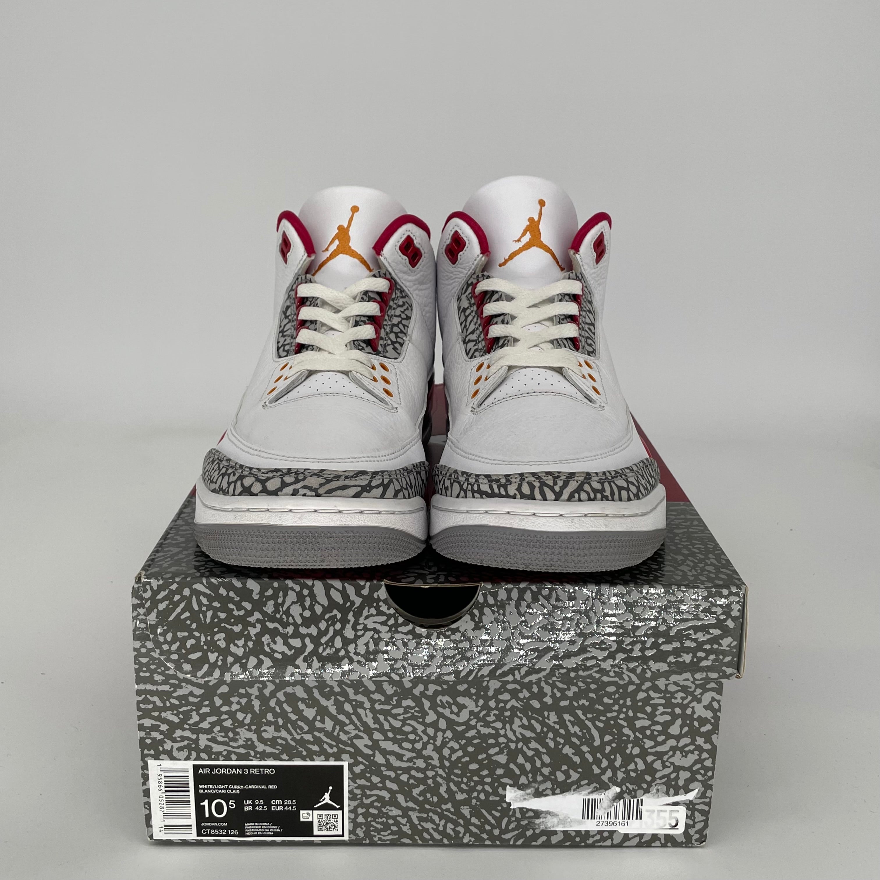 AIR JORDAN 3 CARDINAL Retro Basketball Shoes Men's Size 10.5 (CT8532-126) - Authentic Sneakers for Streetwear & Basketball Games