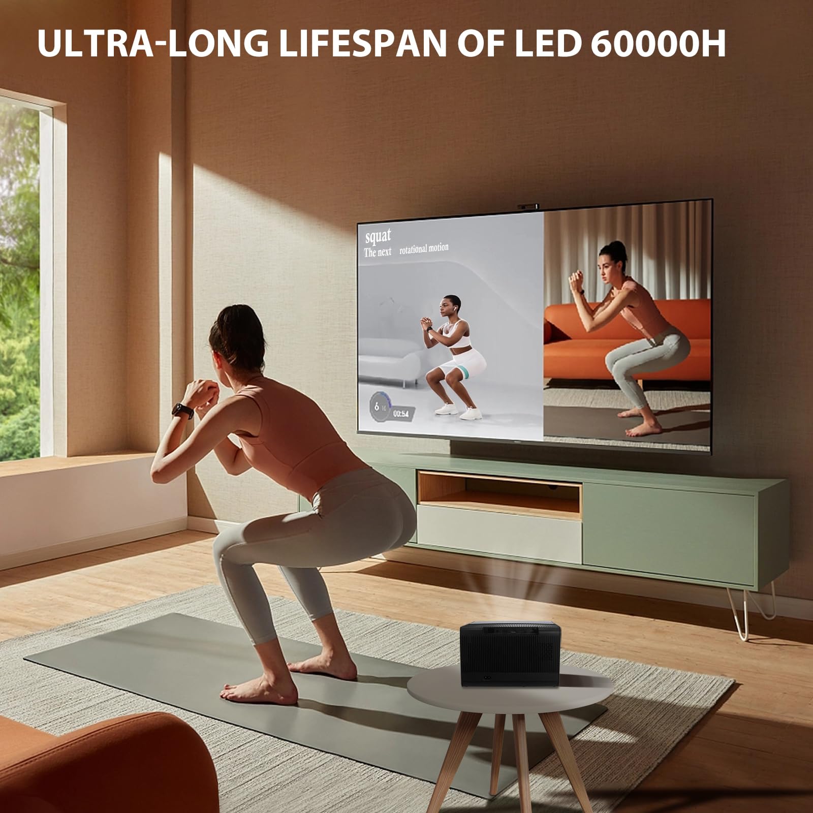 1080P 4K WiFi Bluetooth Projector with Auto Focus & Keystone Correction, Dual Built-in Speakers - Home Theater & Outdoor Movie Projector for iPhone Android Smartphone PC TV Stick Gaming Console | Perfect for Backyard Movie Nights & Home Entertainment