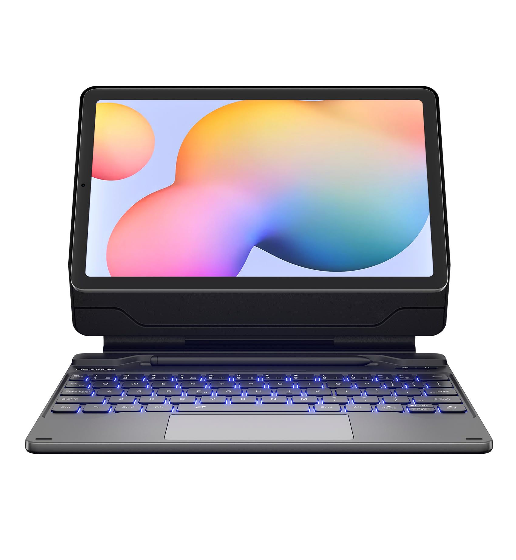 Dexnor Bluetooth Keyboard Case for Samsung Galaxy Tab S6 Lite 10.4 Inch (2020/2022/2024) - Backlit Keyboard with Multi-Touch Trackpad, Magnetic Floating Stand & S Pen Holder - Perfect for Work, Study & Travel - Black