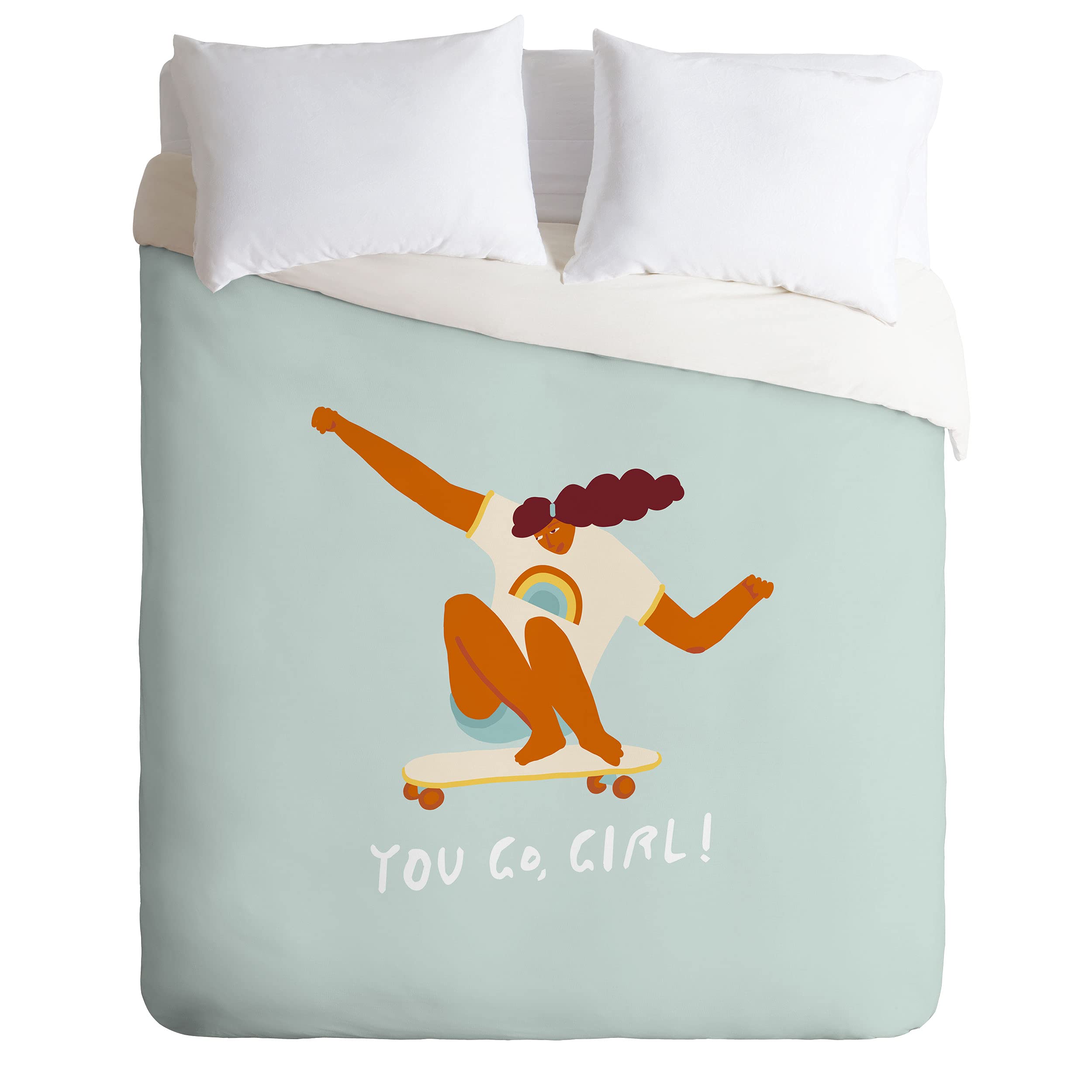 Tasiania 'You Go, Girl!' Queen Size Duvet Cover - Vibrant Art Bedding for Girls' Rooms, Teen Bedrooms & Dorm Decor