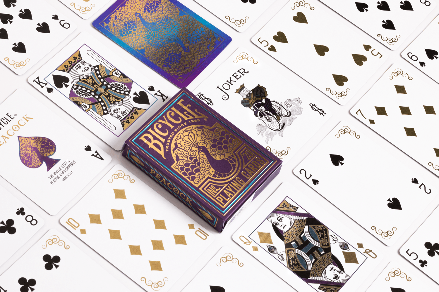 Purple Peacock Bicycle Playing Cards - Premium Quality Poker Cards for Magic Tricks, Card Games, and Collectibles