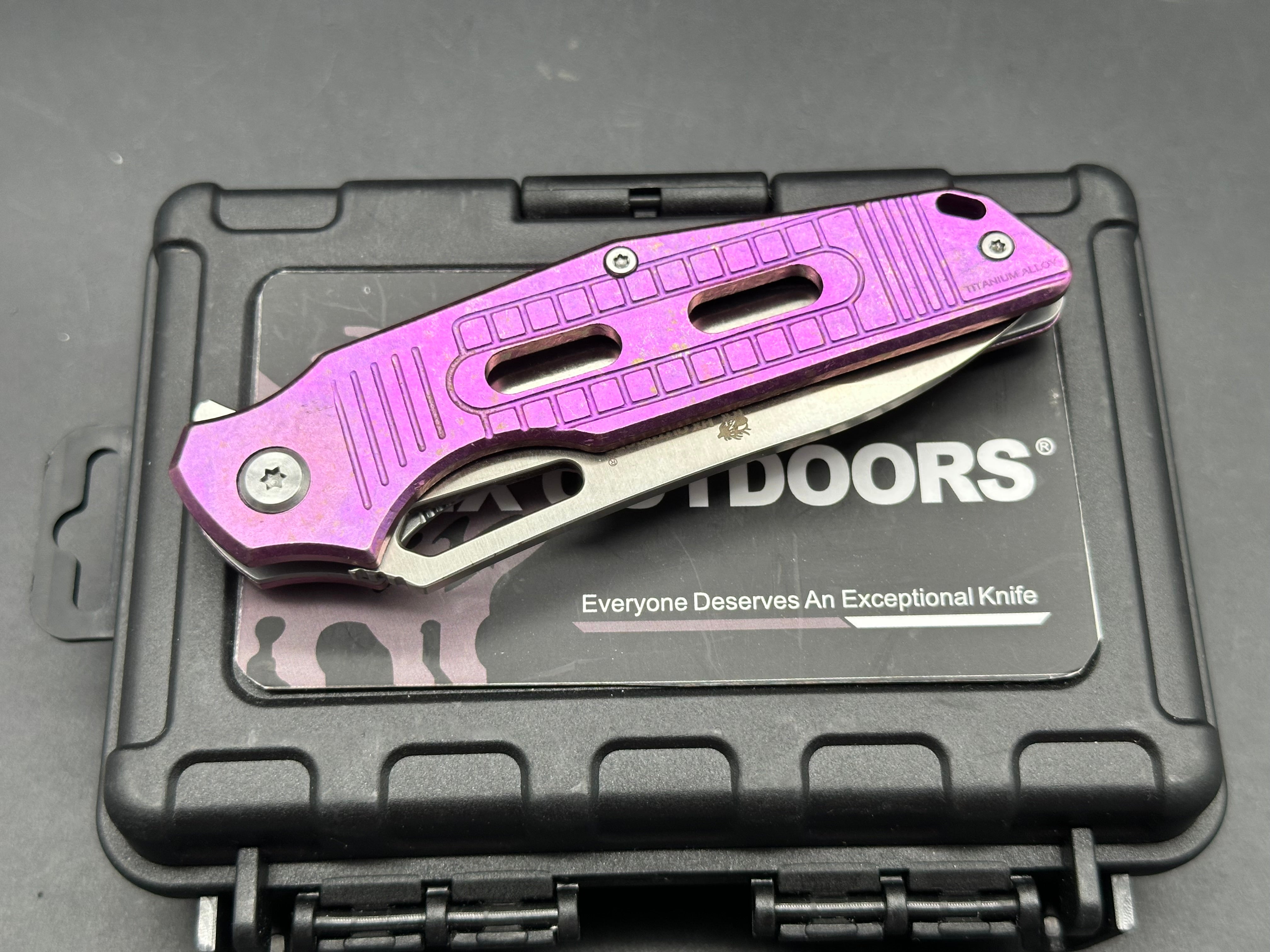 HX Outdoors TD15 T Purple Titanium Handle Folding Knife with D2 Steel Blade - Perfect for Camping, Hiking, Survival & Everyday Carry (EDC)