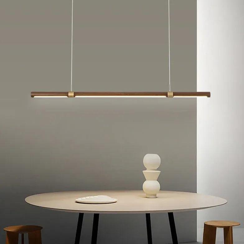 Modern Wooden Pendant Light - Slender Cylinder Design for Dining Room, Kitchen Island & Breakfast Nook | Rustic Farmhouse Ceiling Lighting Fixture
