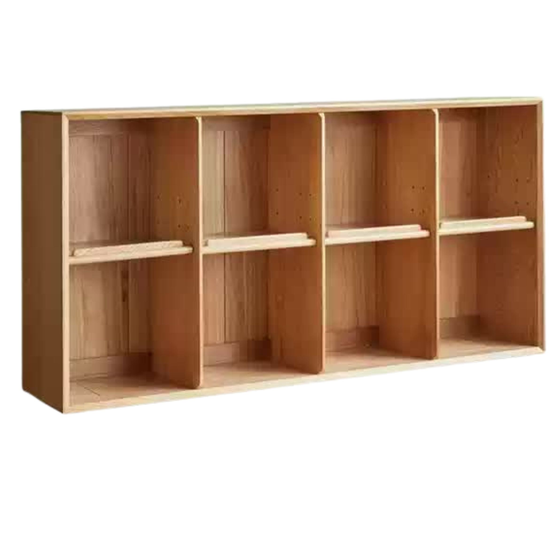 55.9x 12.6x28.3 inch /142x32x72 сm /  Natural Wood Color / Bookcase E